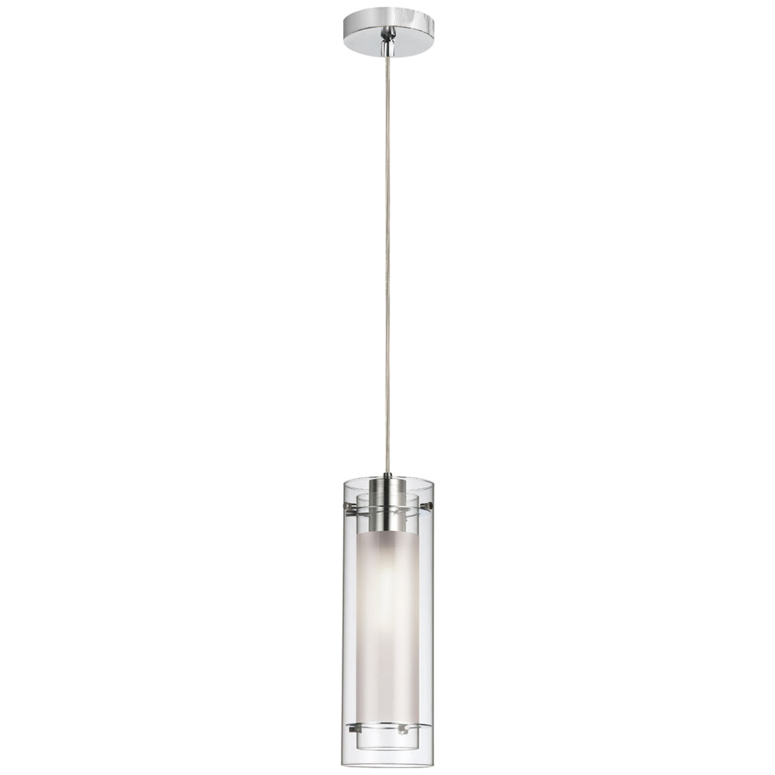 Dainolite Pasha - 22152-CF-PC - 1 Light Pendant, Polished Chrome Finish, Clear Frosted Glass - Polished Chrome