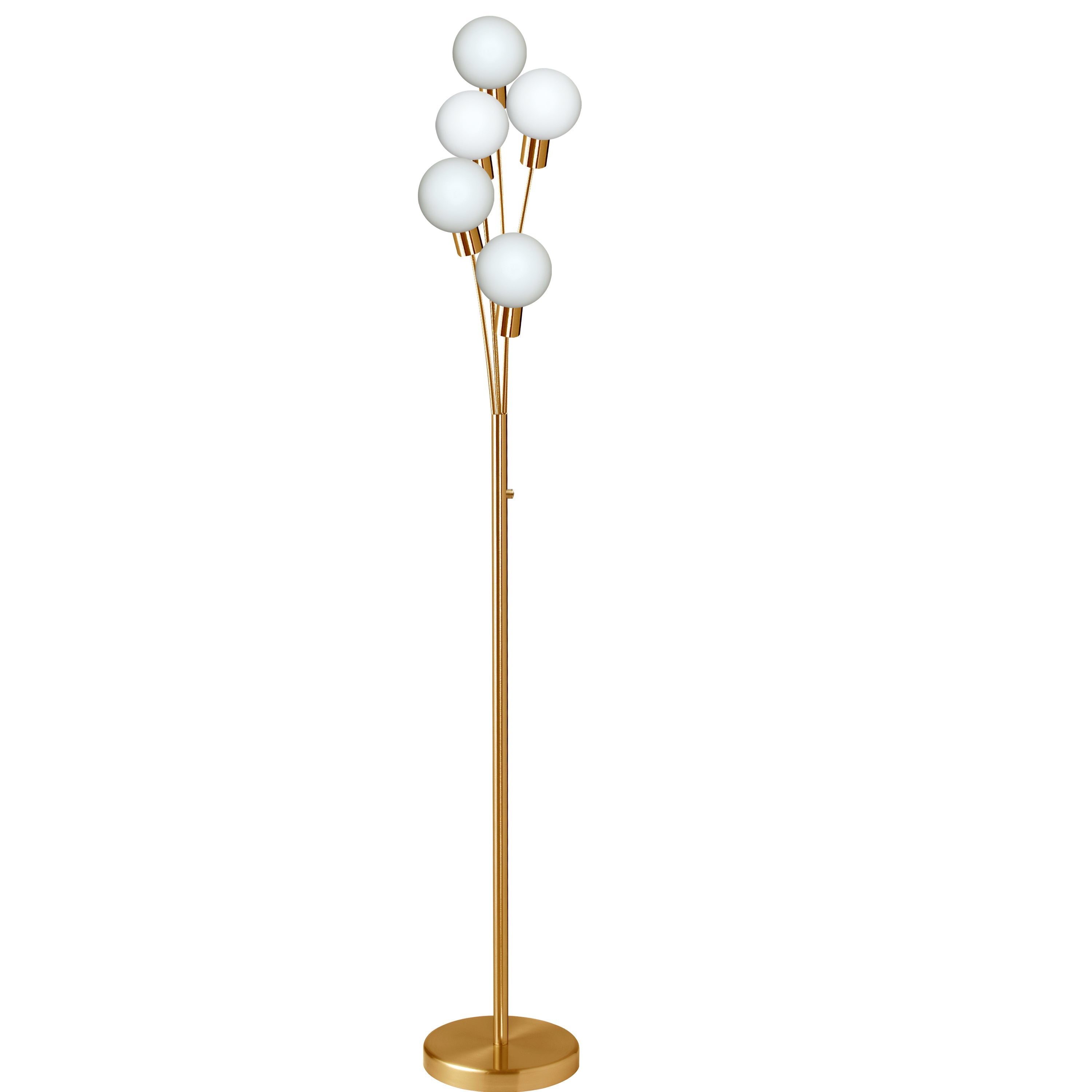 Dainolite Transitional - 306F-AGB - 5 Light Floor Lamp Aged Brass Finish with White Glass - Aged Brass