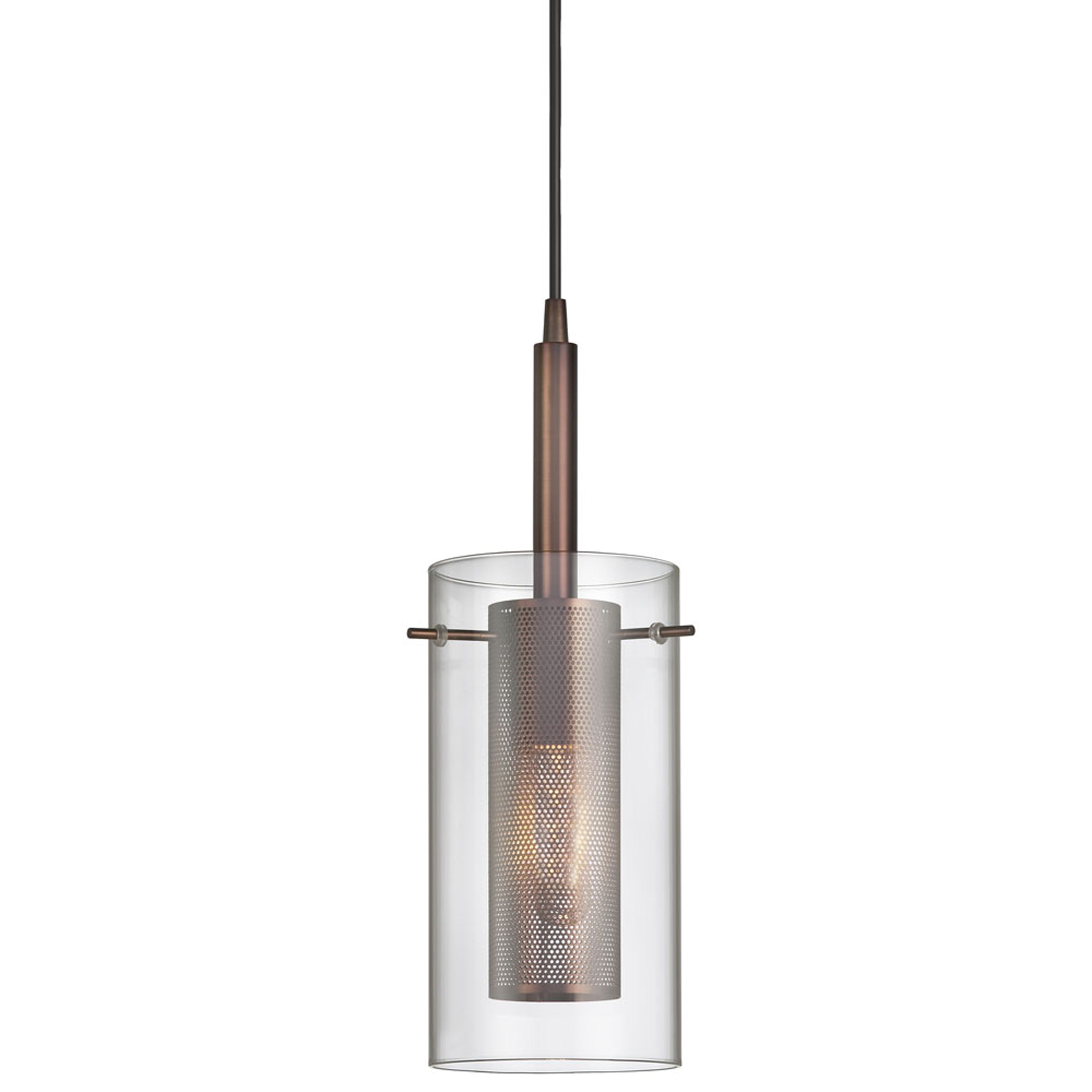 Dainolite Percy - 30961-CM-OBB - 1 Light Pendant, Oil Brushed Bronze, Clear Glass / Steel Mesh - Oil Brushed Bronze