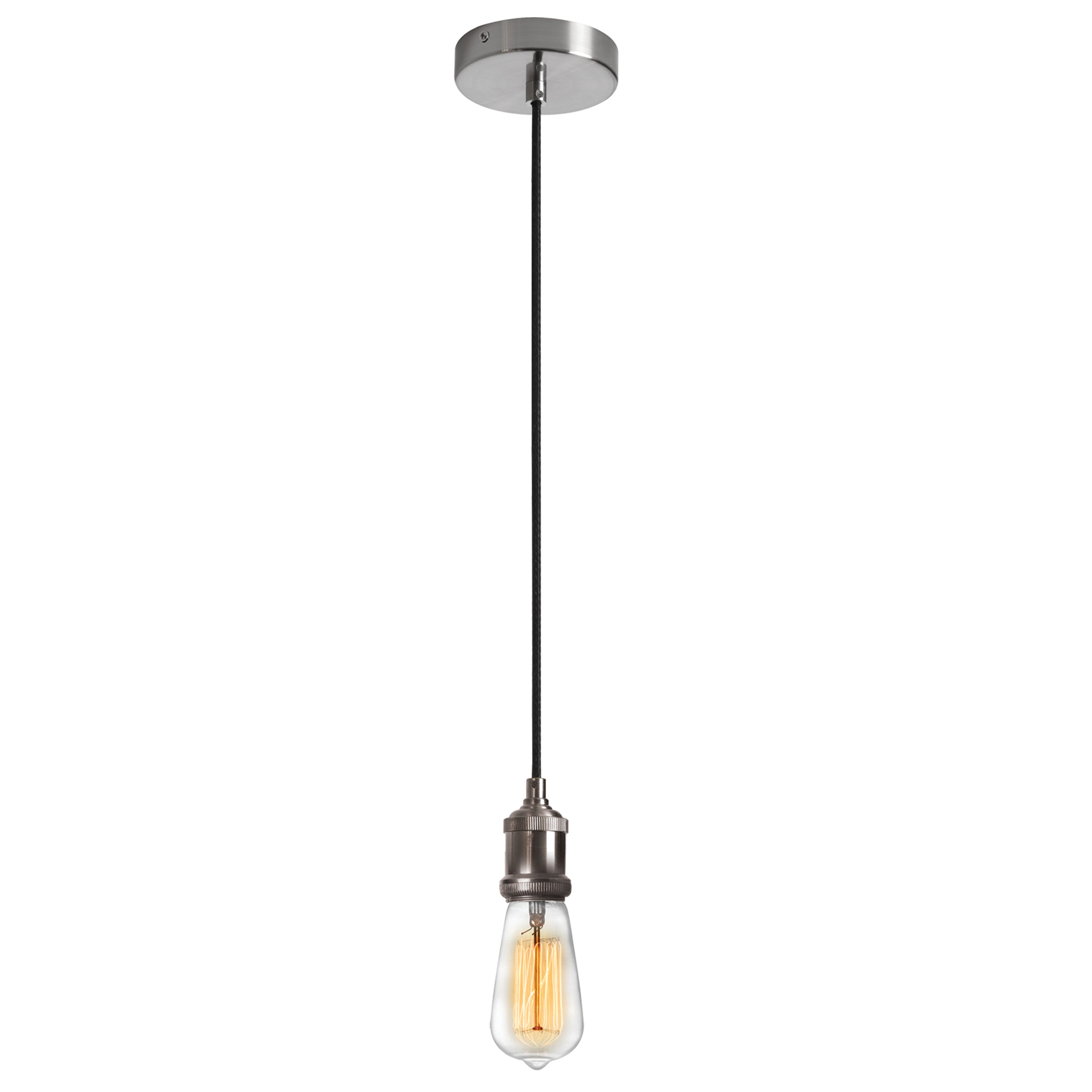 Dainolite Vintage - 409-42P-SC - 1 Light Pendant, Satin Chrome Finish, 4 foot cord - Satin Chrome