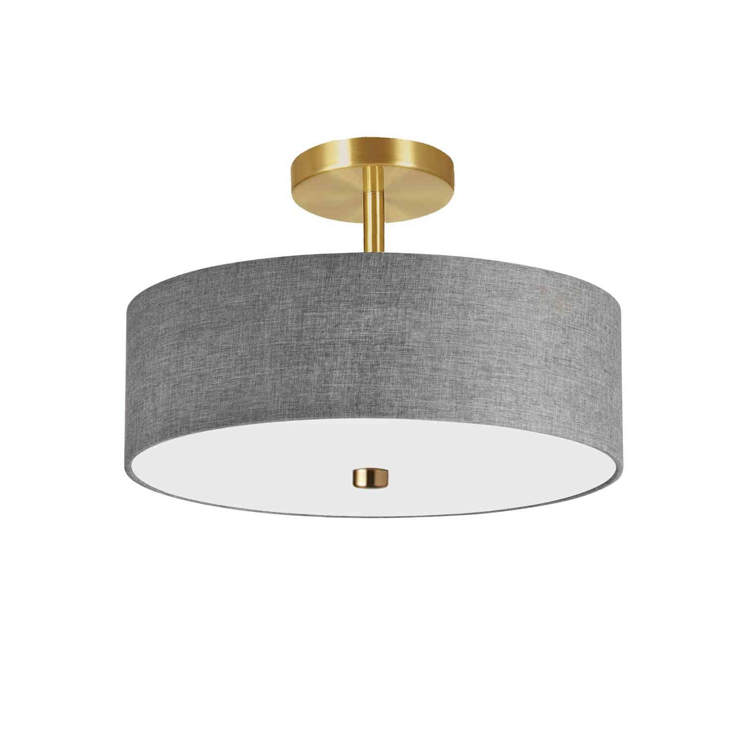 Dainolite Everly - 571-143SF-AGB-GRY - 3 Light Semi-Flush Mount Aged Brass with Grey Shade - Grey