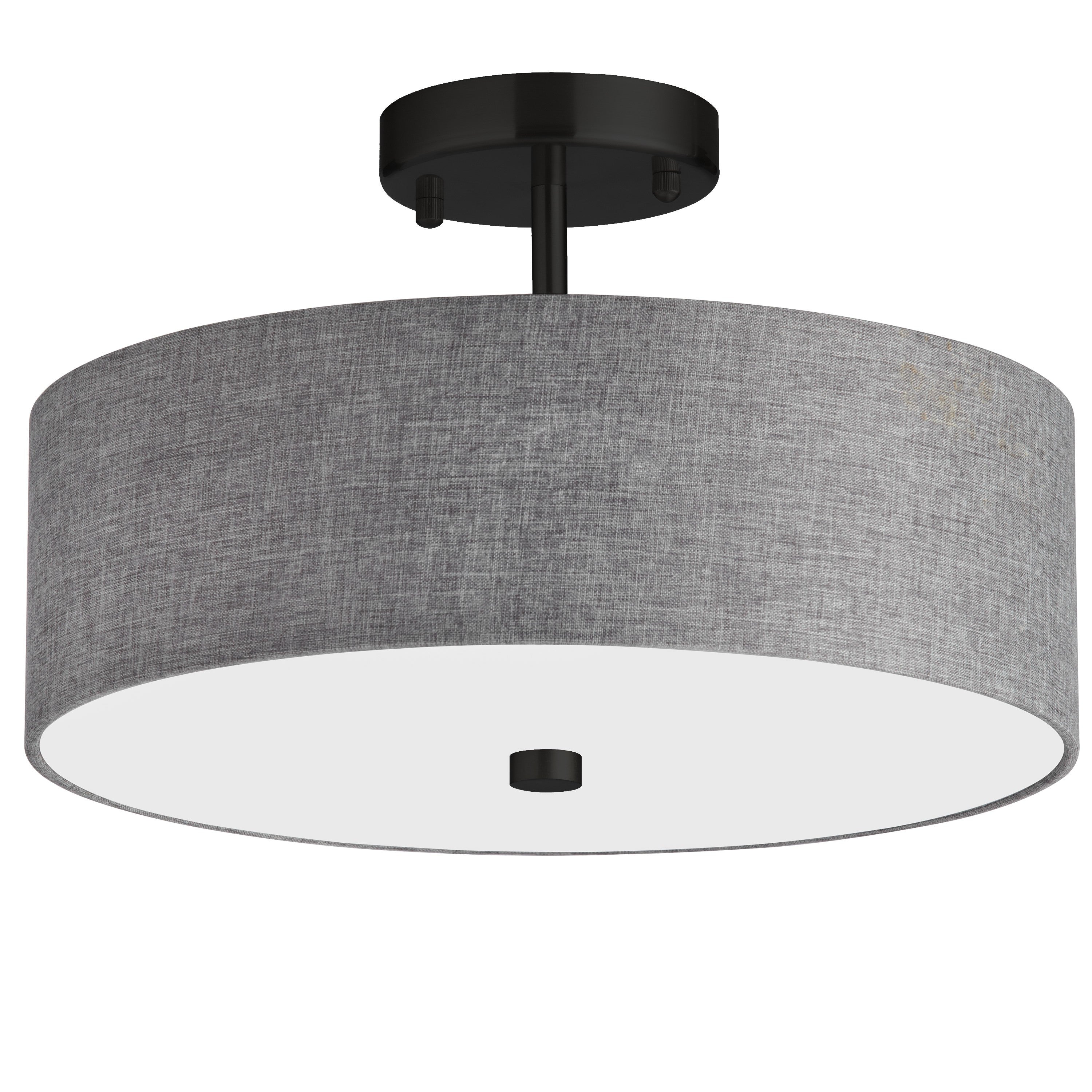 Dainolite Everly - 571-143SF-MB-GRY - 3 Light Matte Black Semi-Flush Fixture w/ Grey Shade - Grey