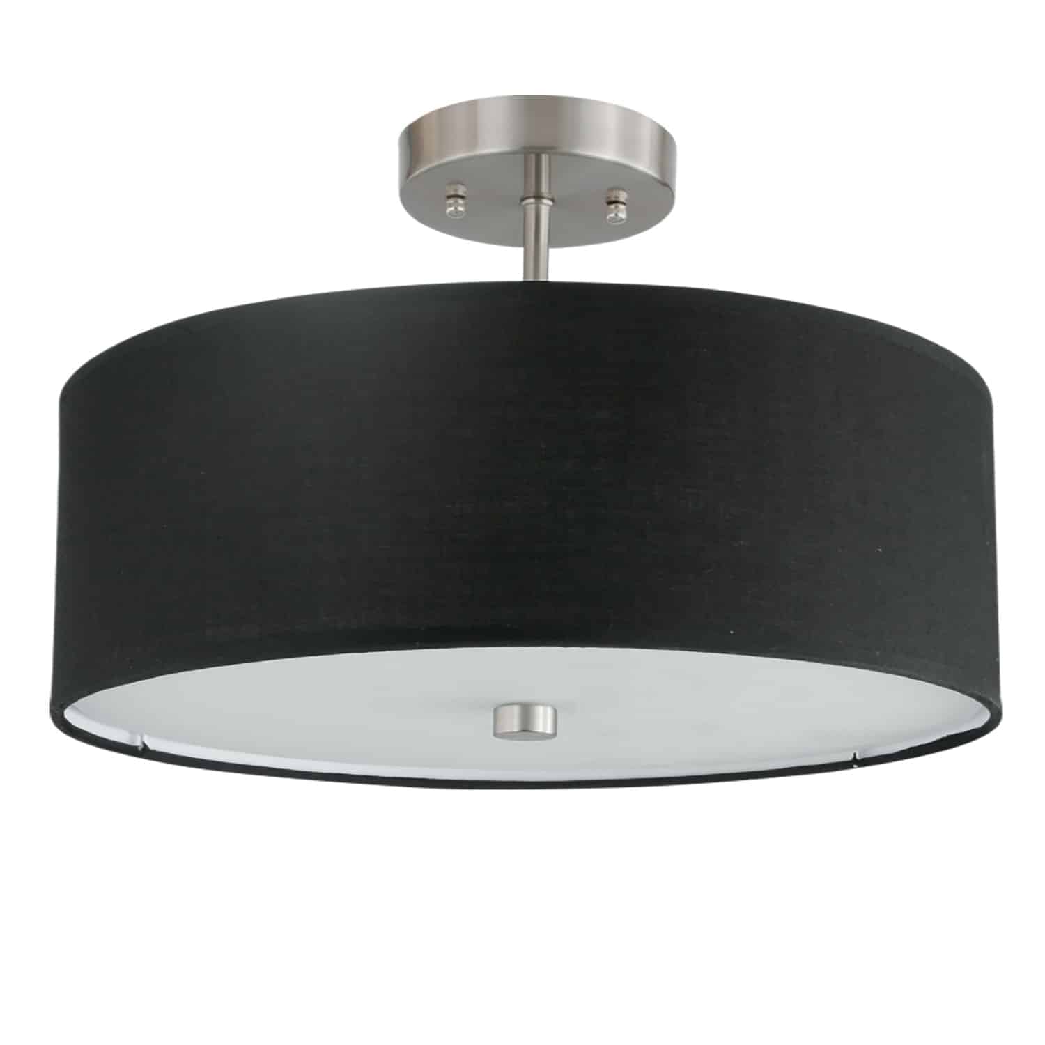 Dainolite Everly - 571-143SF-SC-BK - 3 Light Semi Flush Satin Chrome Finish with Black Shade - Black