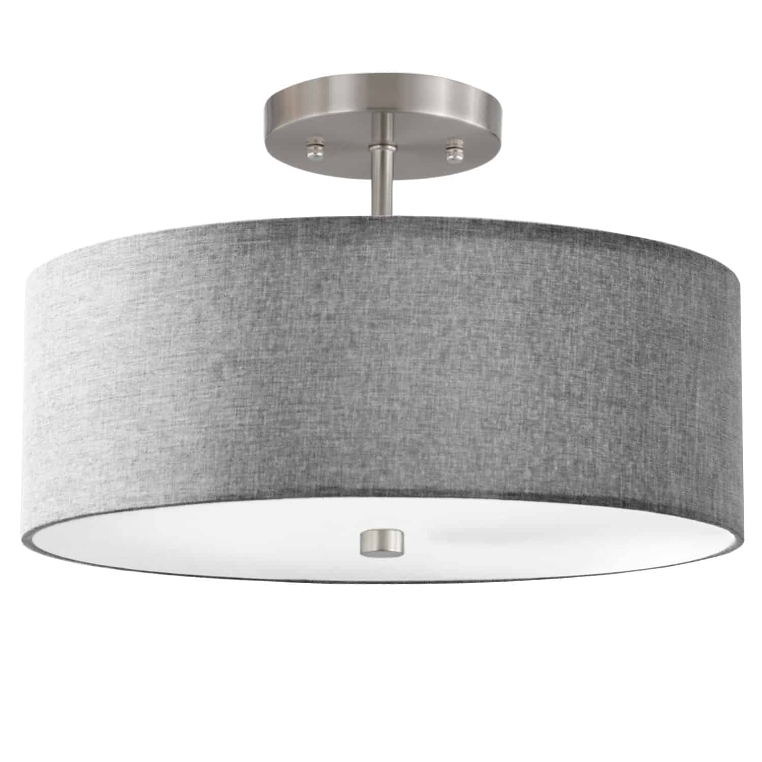 Dainolite Everly - 571-143SF-SC-GRY - 3 Light Semi Flush Satin Chrome Finish with Grey Shade - Grey