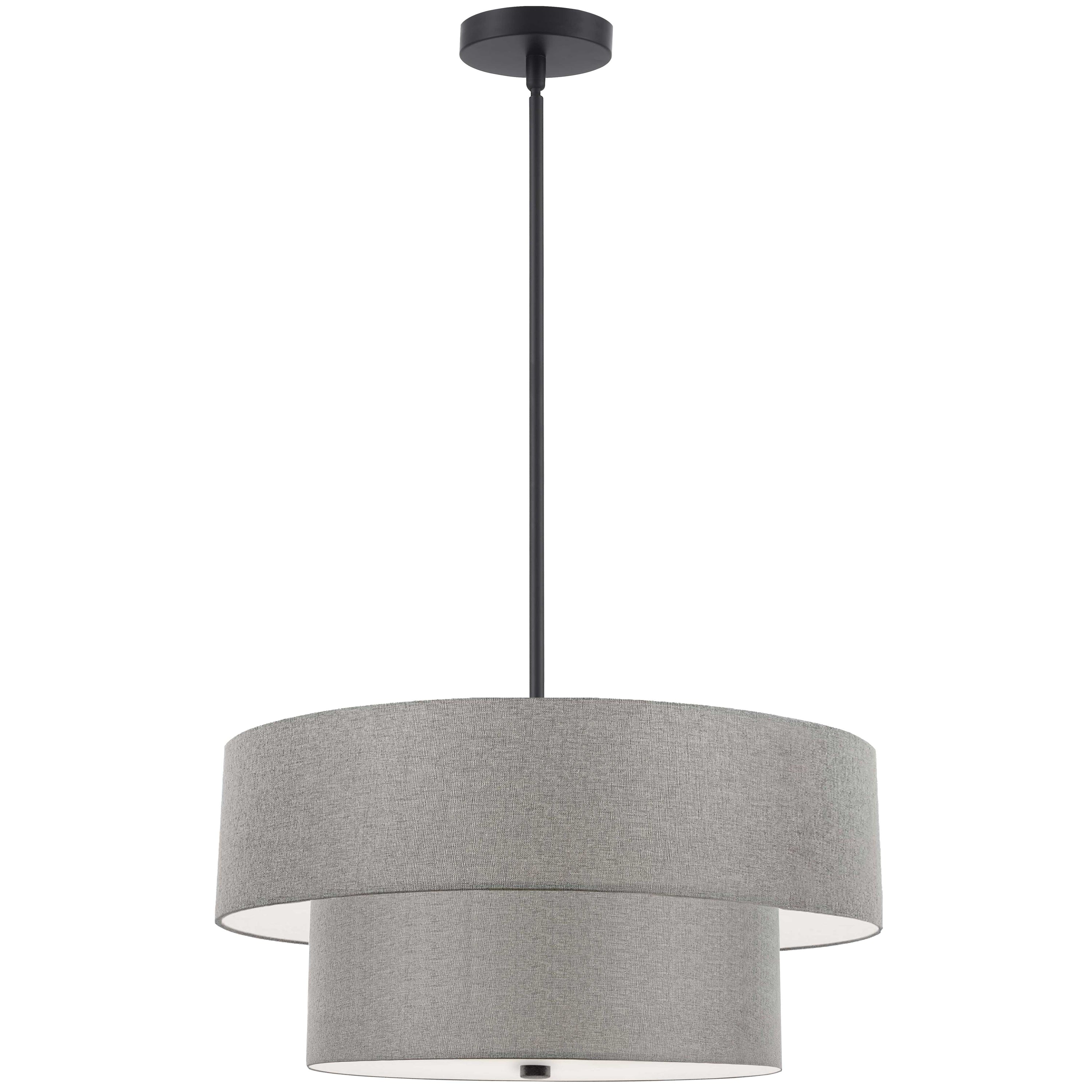 Dainolite Everly - 571-224P-MB-GRY - 4 Light 2 Tier Pendant, Matte Black with Grey Shade - Black