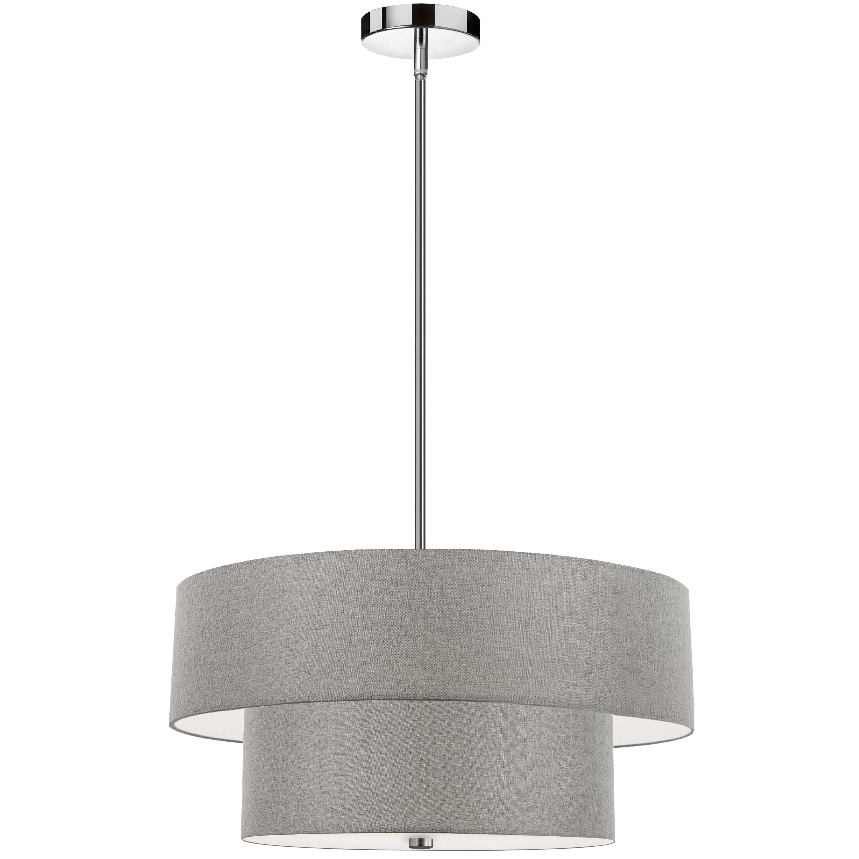 Dainolite Everly - 571-224P-PC-GRY - 4 Light 2 Tier Pendant, Polished Chrome with Grey Shade - Polished Chrome