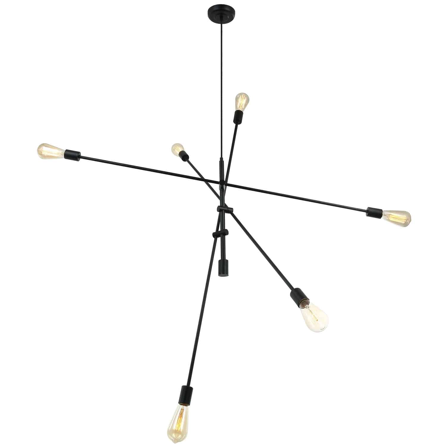 Dainolite Transitional - 816P-MB - 6 Light Adjustable Pendant Matte Black Finish - Black