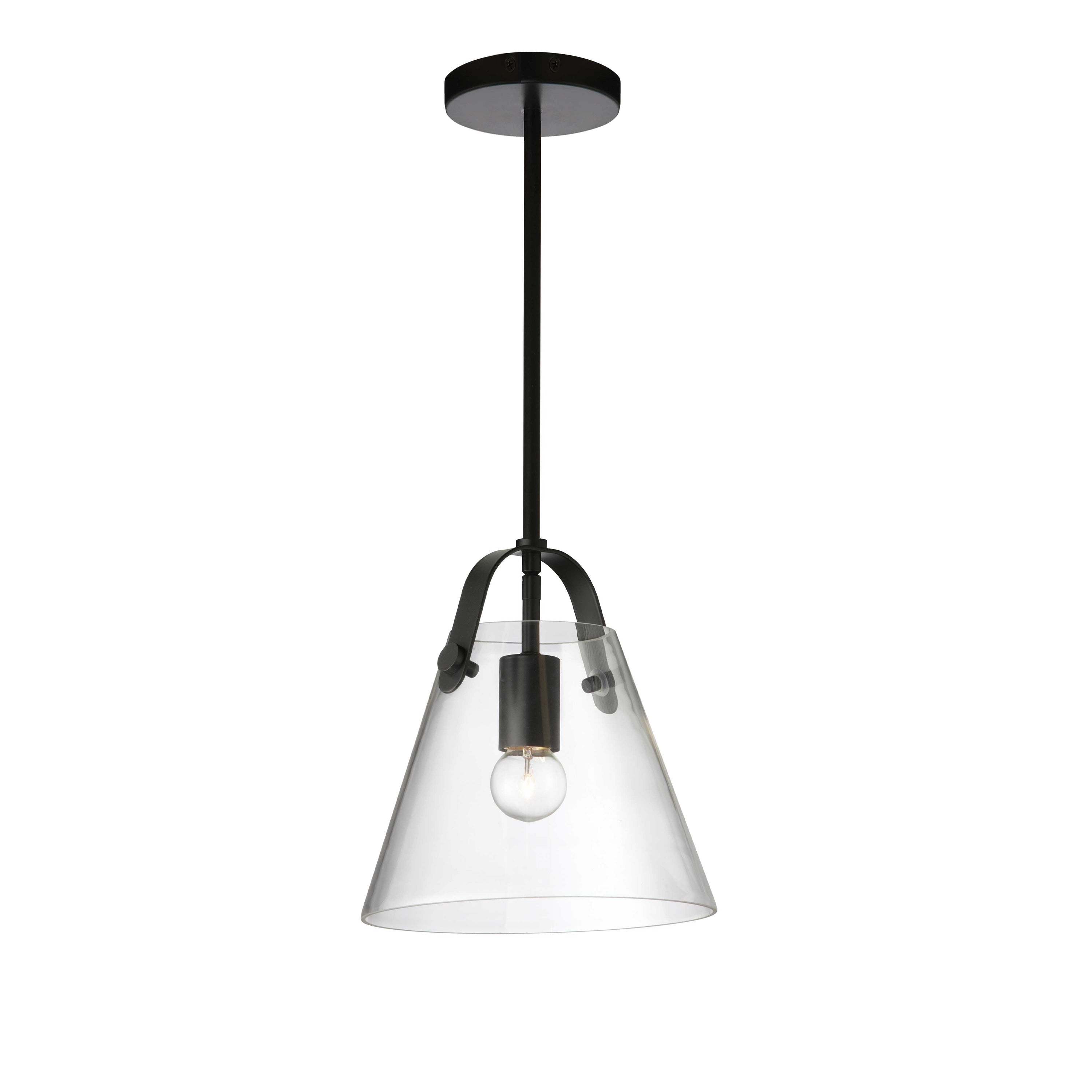 Dainolite Polly - 871-91P-MB - 1 Light Pendant, Matte Black w/ Clear Glass - Clear