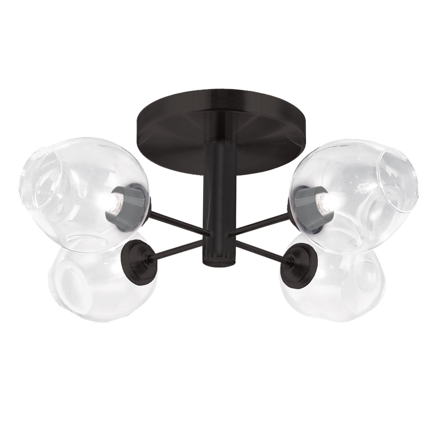 Dainolite Abii - ABI-204SF-MB-CLR - 4 Light Matte Black Semi Flush w/ Clear Glass - Black