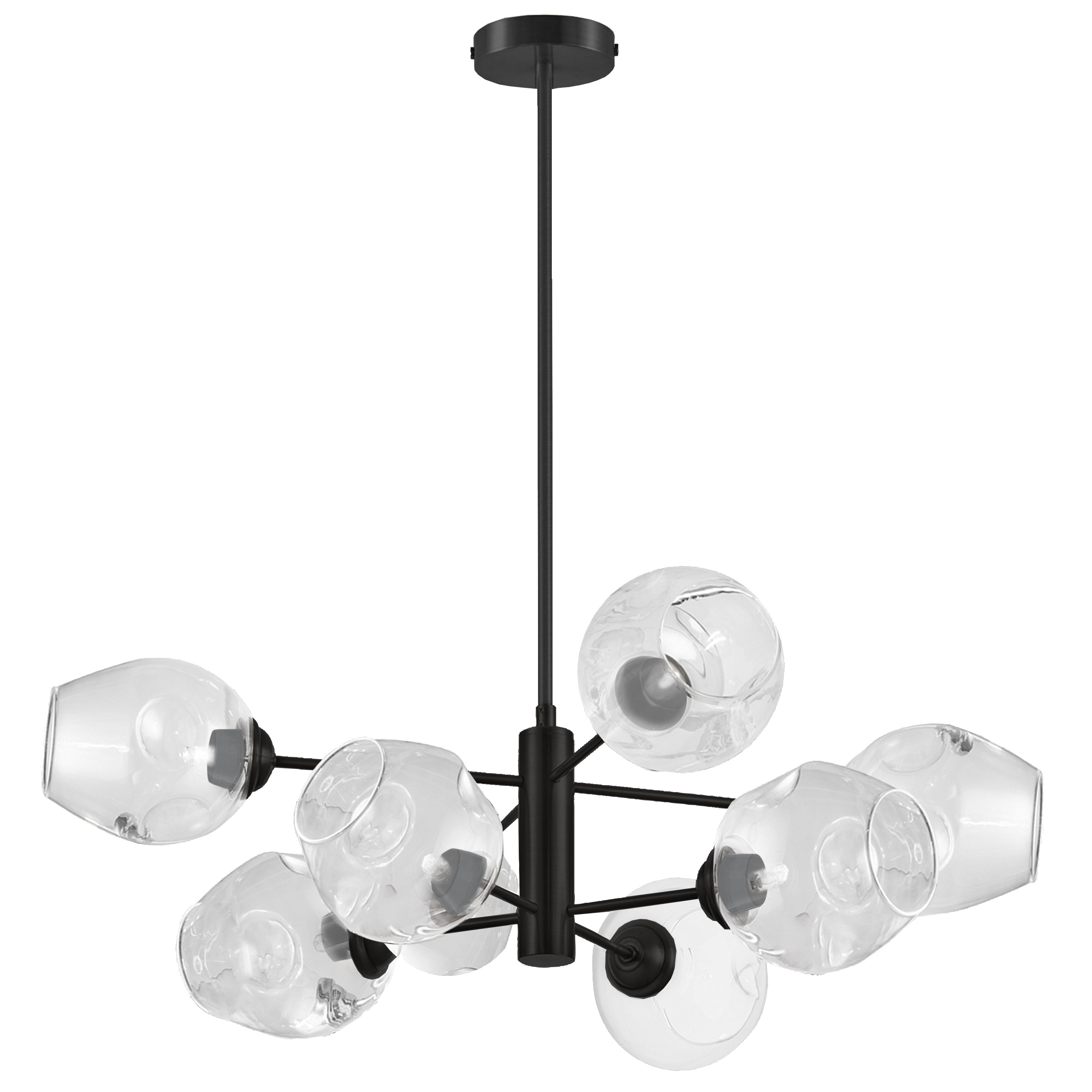 Dainolite Abii - ABI-268P-MB-CLR - 8 Light Matte Black Pendant w/ Clear Glass - Black