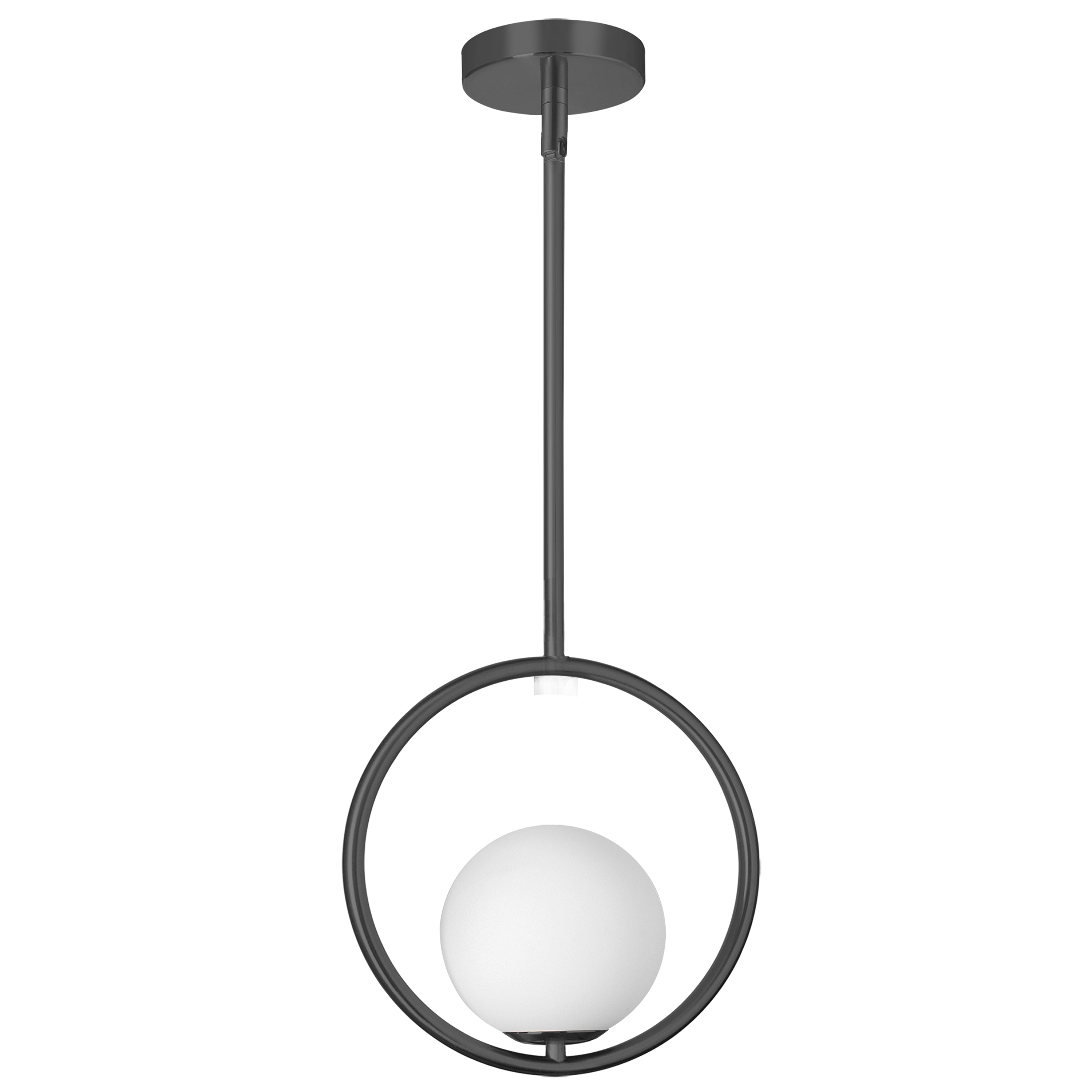 Dainolite Adrienna - ADR-101P-MB - 1 Light Pendant, Matte Black with White Opal Glass - Black