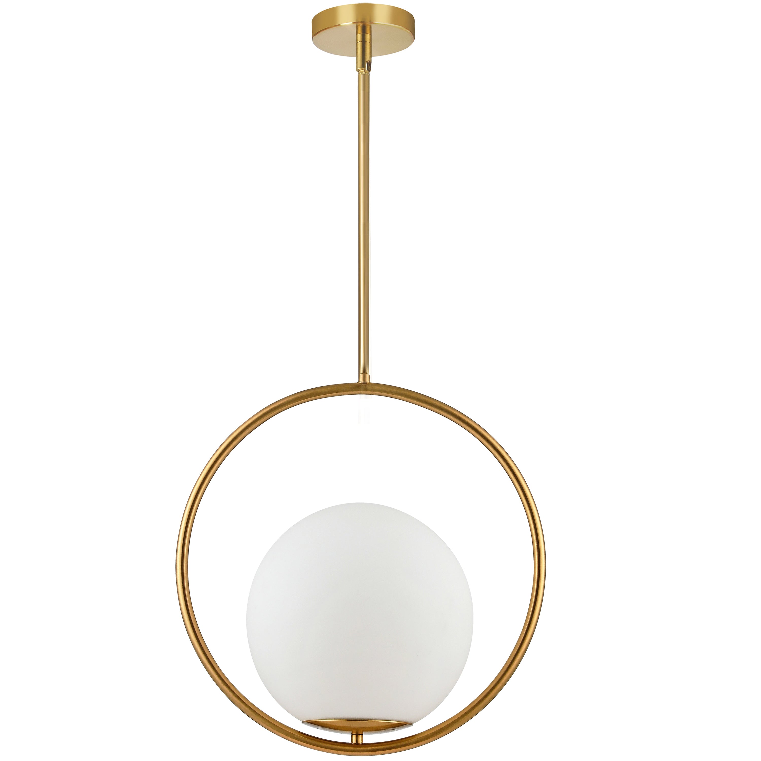 Dainolite Adrienna - ADR-161P-AGB - 1 Light Pendant, Aged Brass with White Opal Glass - Aged Brass