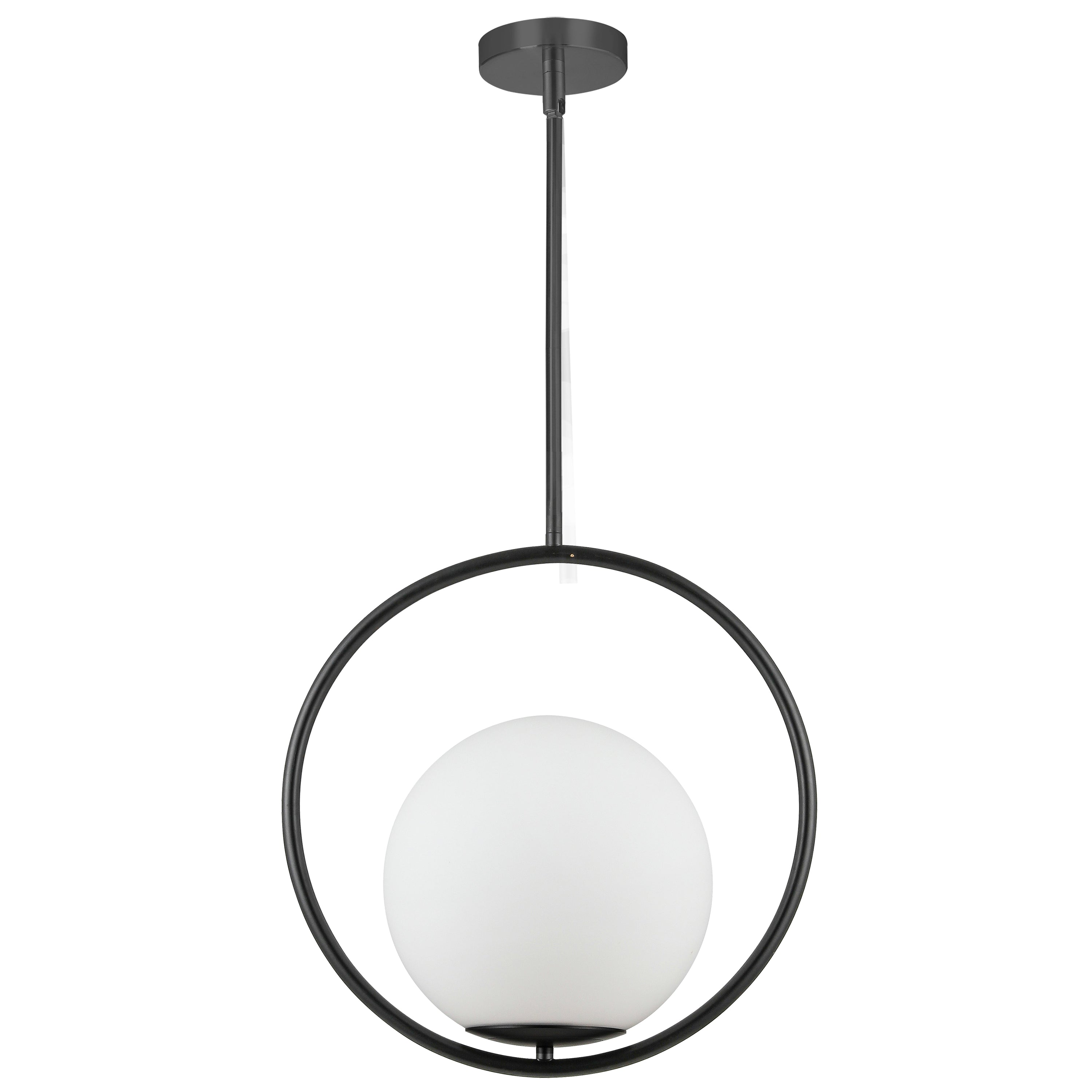 Dainolite Adrienna - ADR-161P-MB - 1 Light Pendant, Matte Black with White Opal Glass - Black