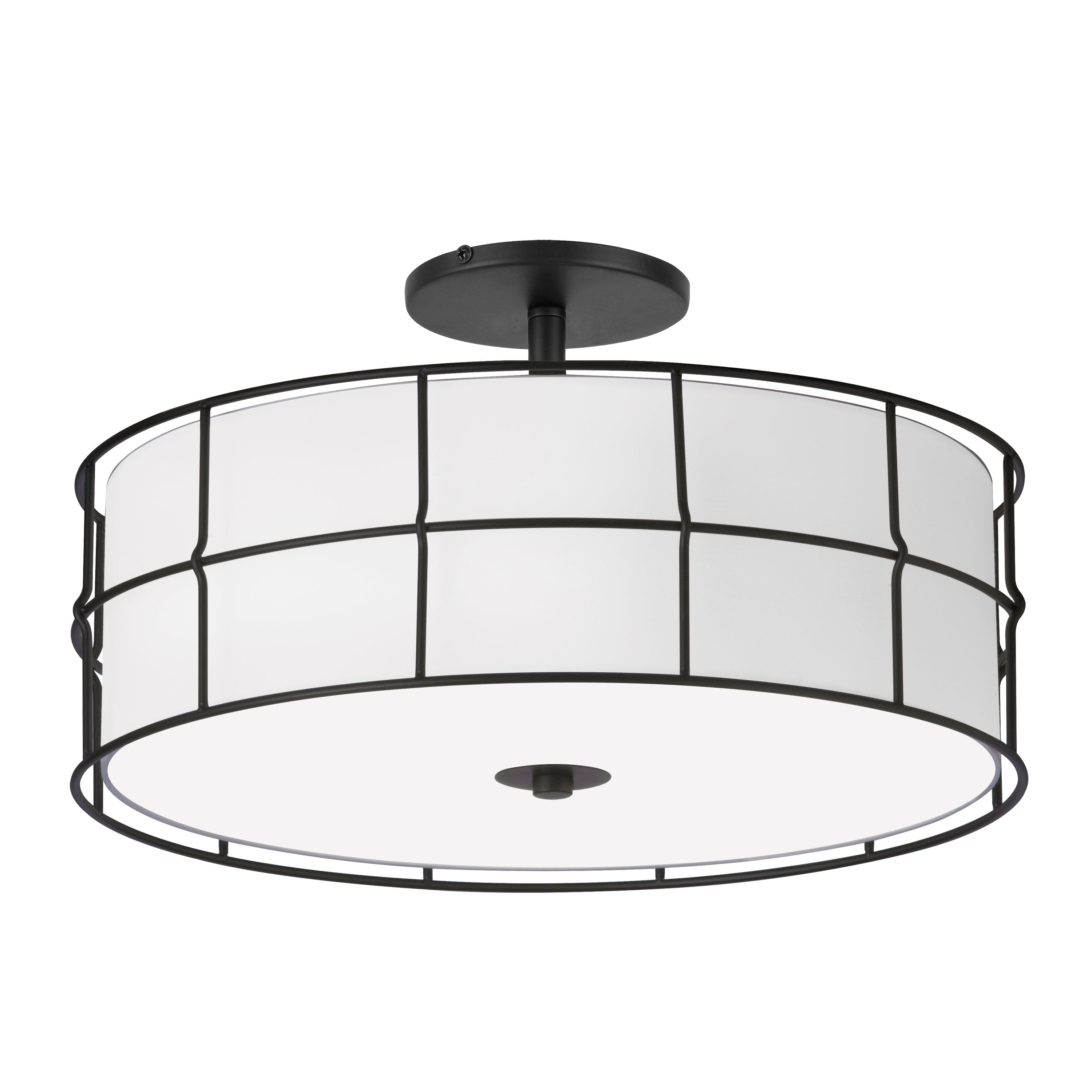 Dainolite Alcala - ALC-163SF-MB - 3 Light Matte Black Semi-Flush Mount Fixture w/White Shade - Black