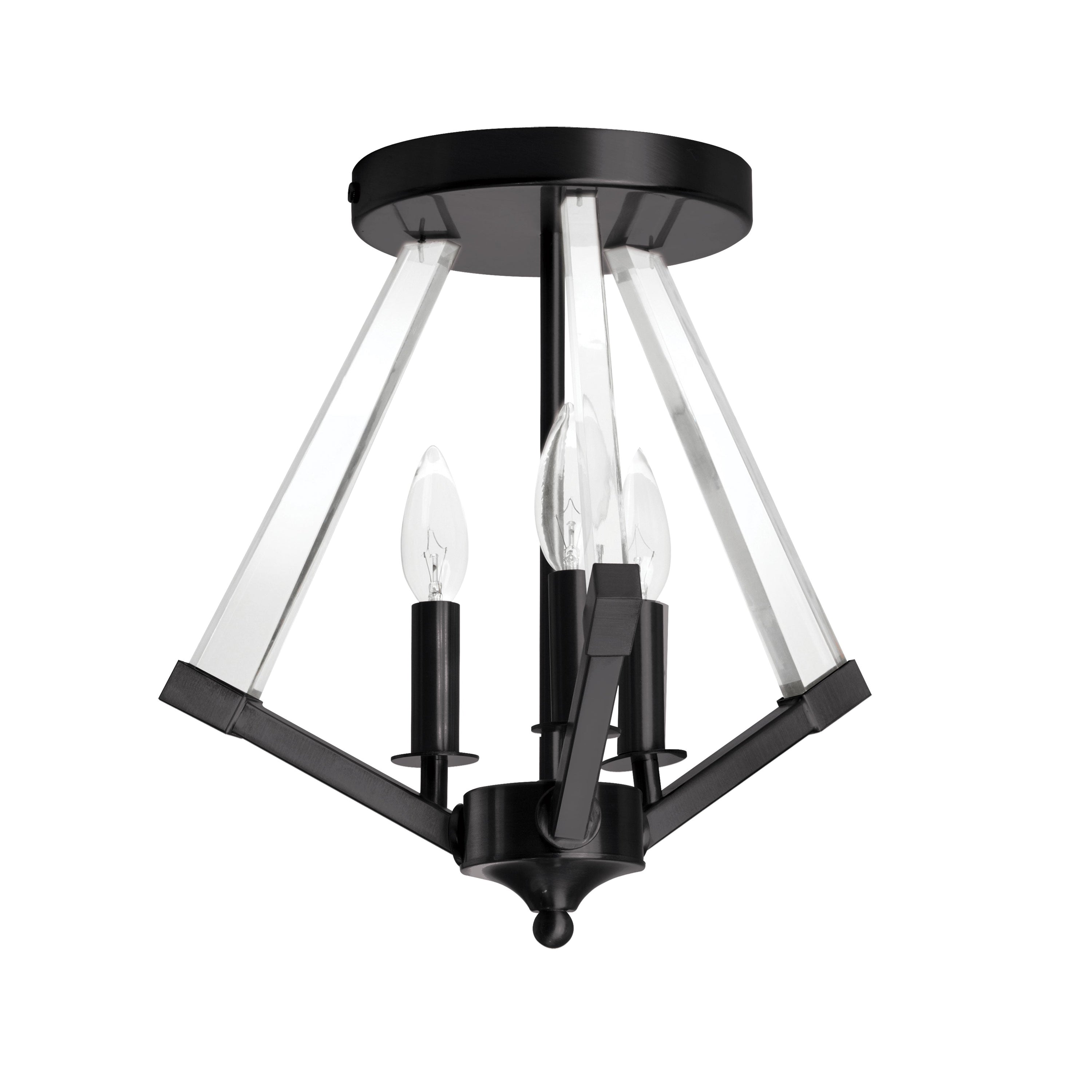 Dainolite Aalto - ALT-153SF-MB - 3 Light Matte Black Semi-Flush Mount w/ Clear Acrylic - Black