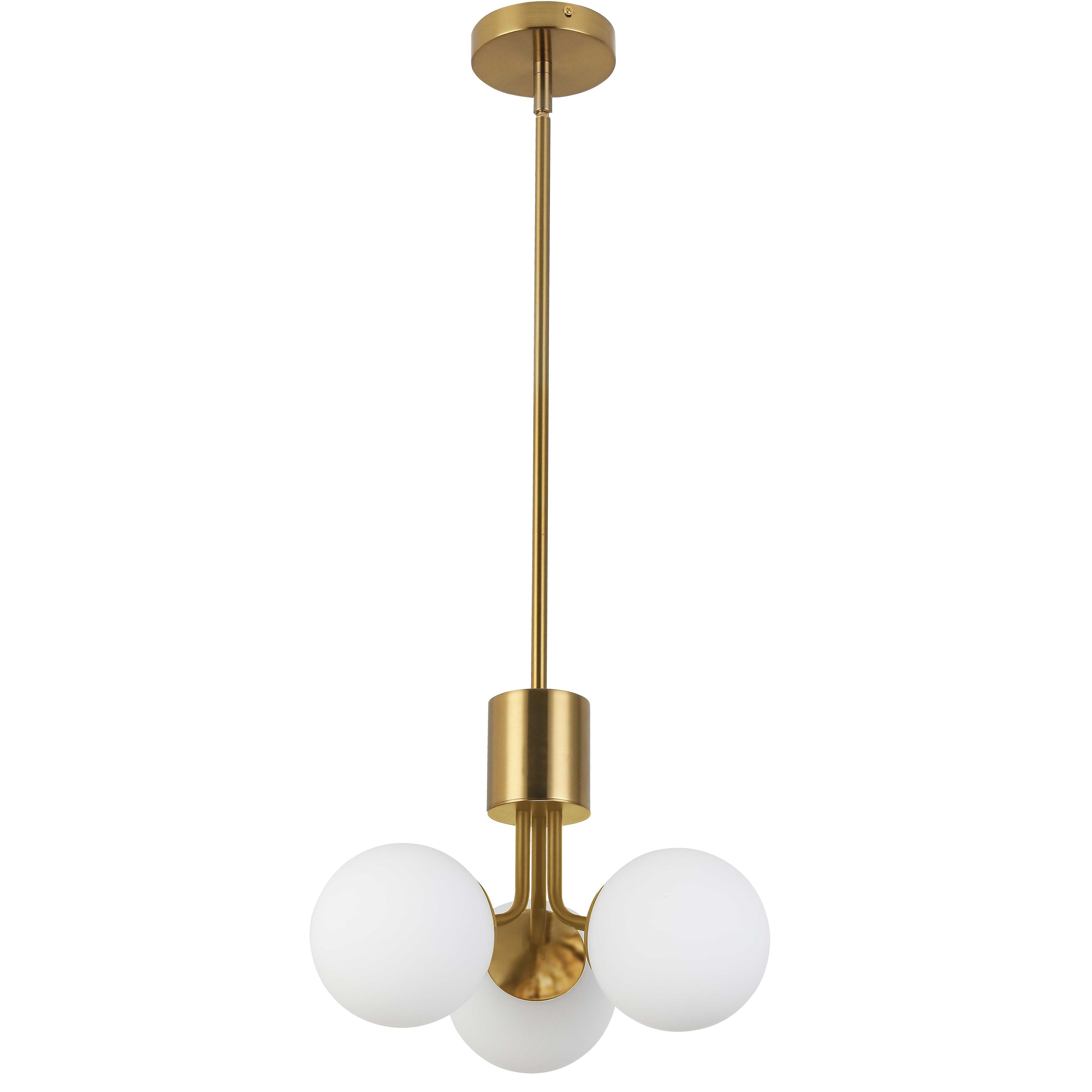 Dainolite Amanda - AMA-153P-AGB - 3 Light Pendant Aged Brass with White Opal Glass - Aged Brass