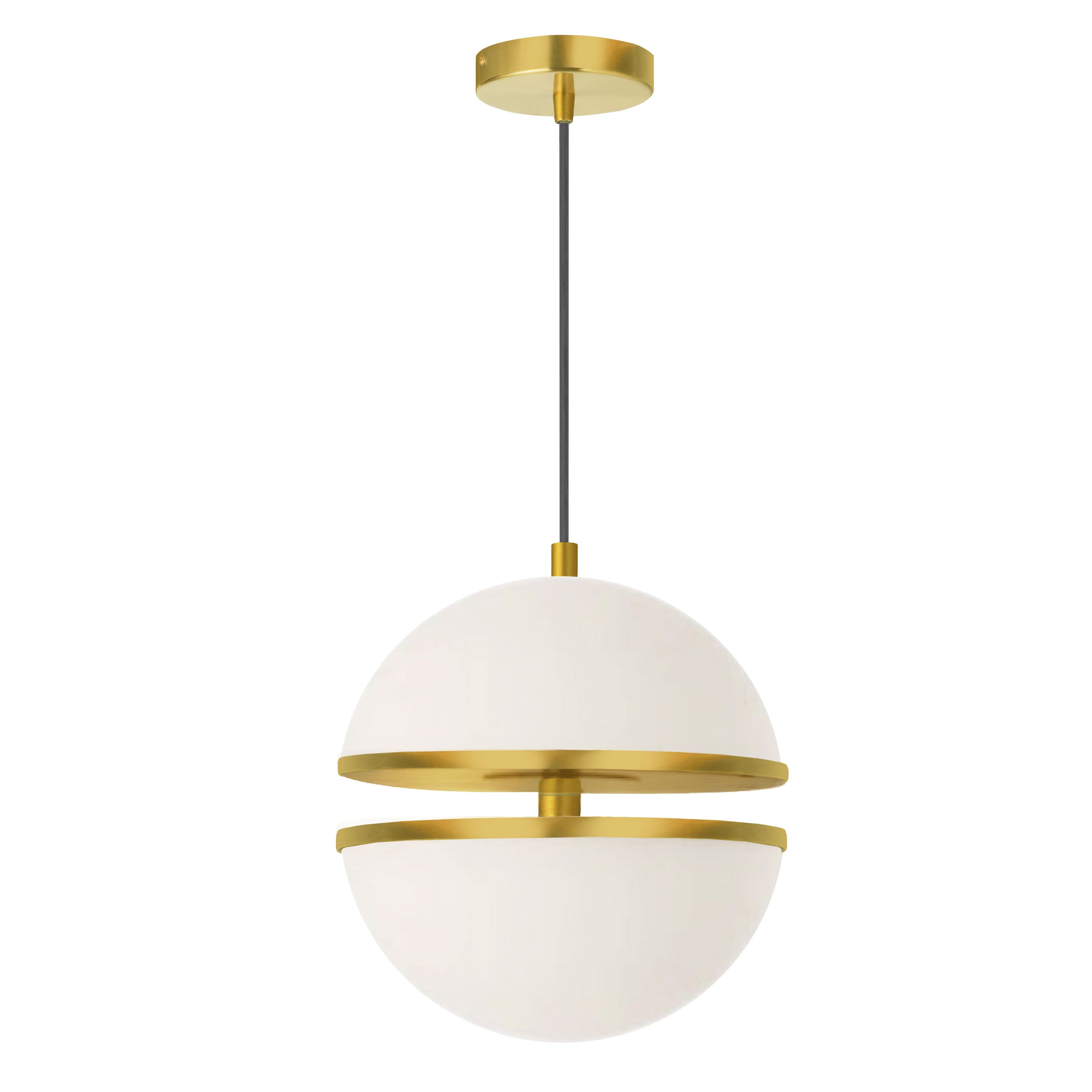 Dainolite Atomic - AMC-1330LEDP-AGB - 30W Pendant, Aged Brass w/ White Glass - White