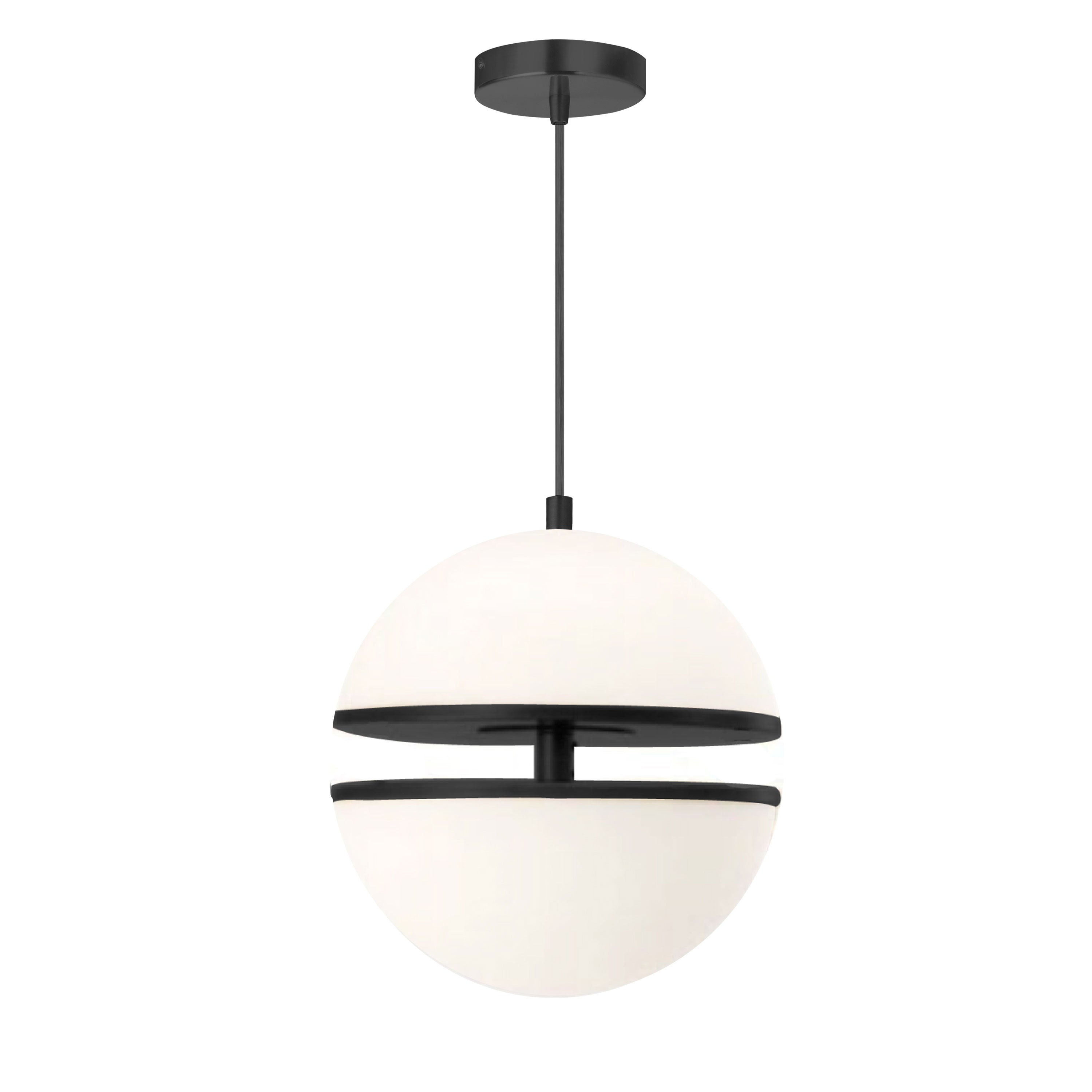 Dainolite Atomic - AMC-1330LEDP-MB - 30W Pendant, Matte Black w/ White Glass - White