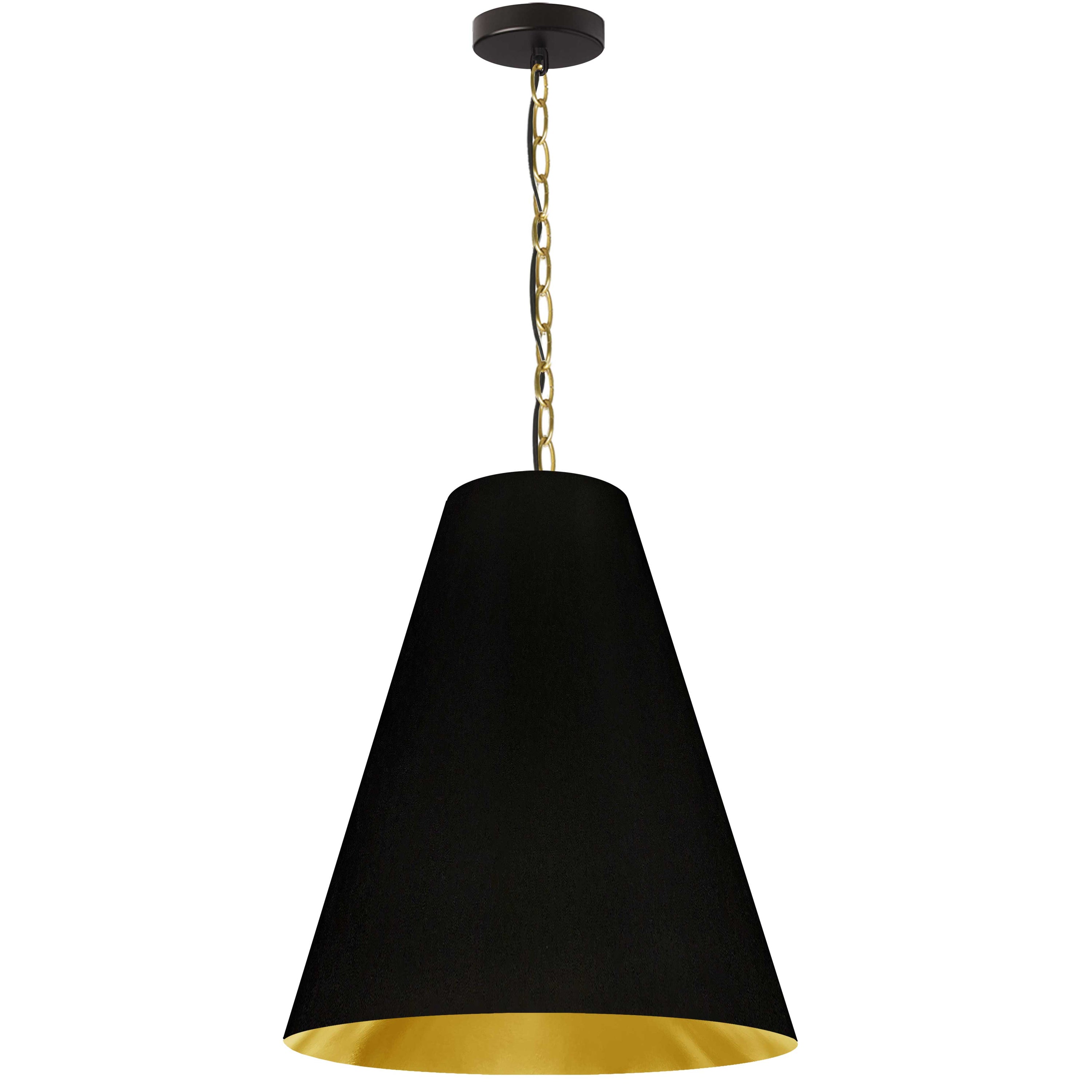 Dainolite Anaya - ANA-M-AGB-698 - 1 Light Medium Anaya Aged Brass Pendant with Black/Gold Shade - Black