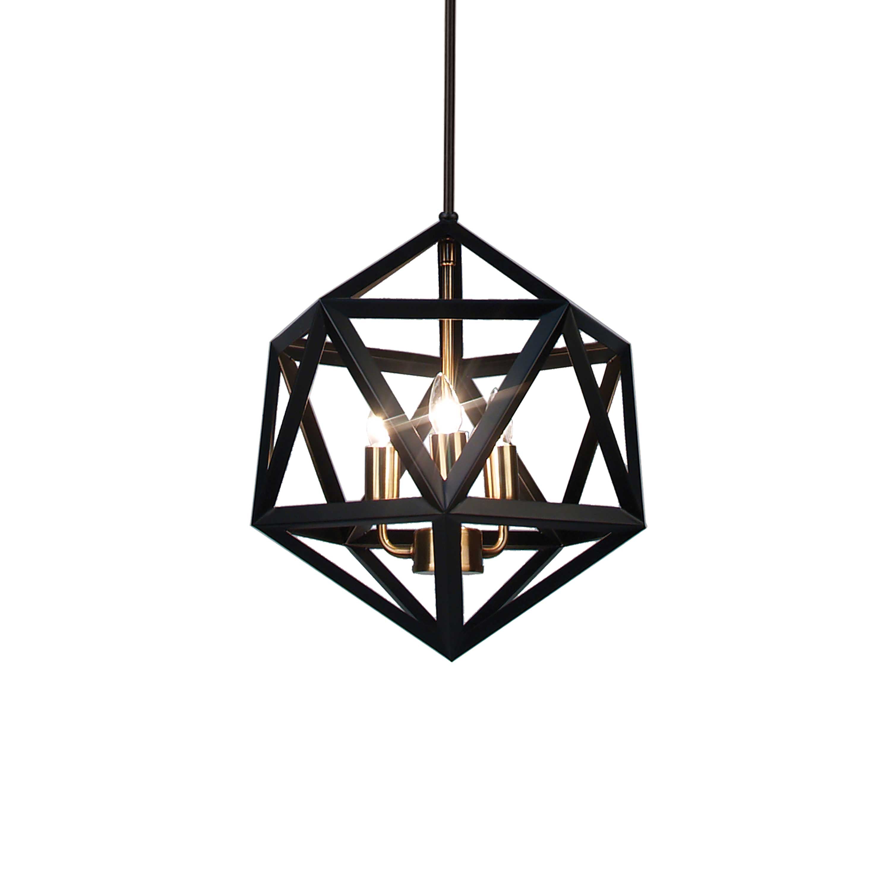 Dainolite Archello - ARC-143C-AB - 3 Light Chandelier Fixture, Matte Black with Antique Brass Accents - Black