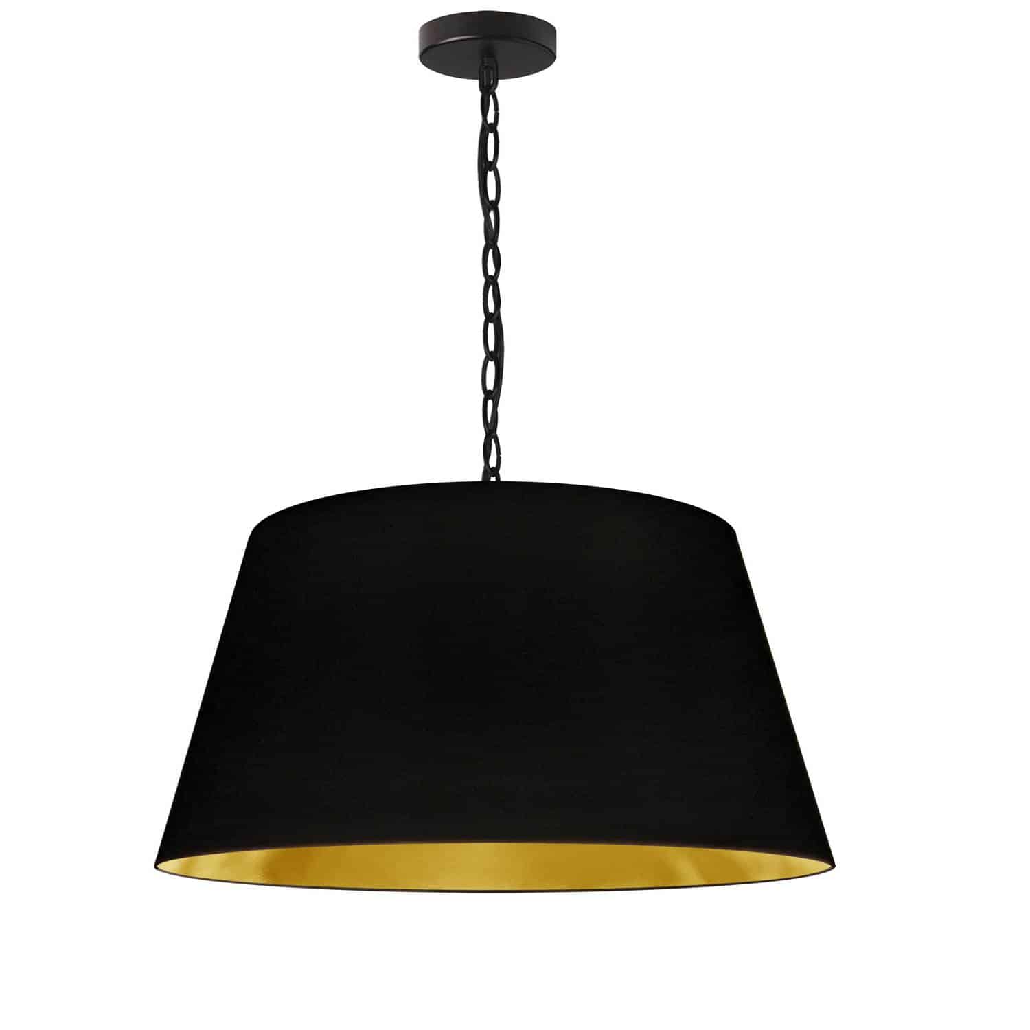 Dainolite Brynn - BRY-M-BK-698 - 1 Light Brynn Medium Pendant, Black/Gold Shade, Black - Black