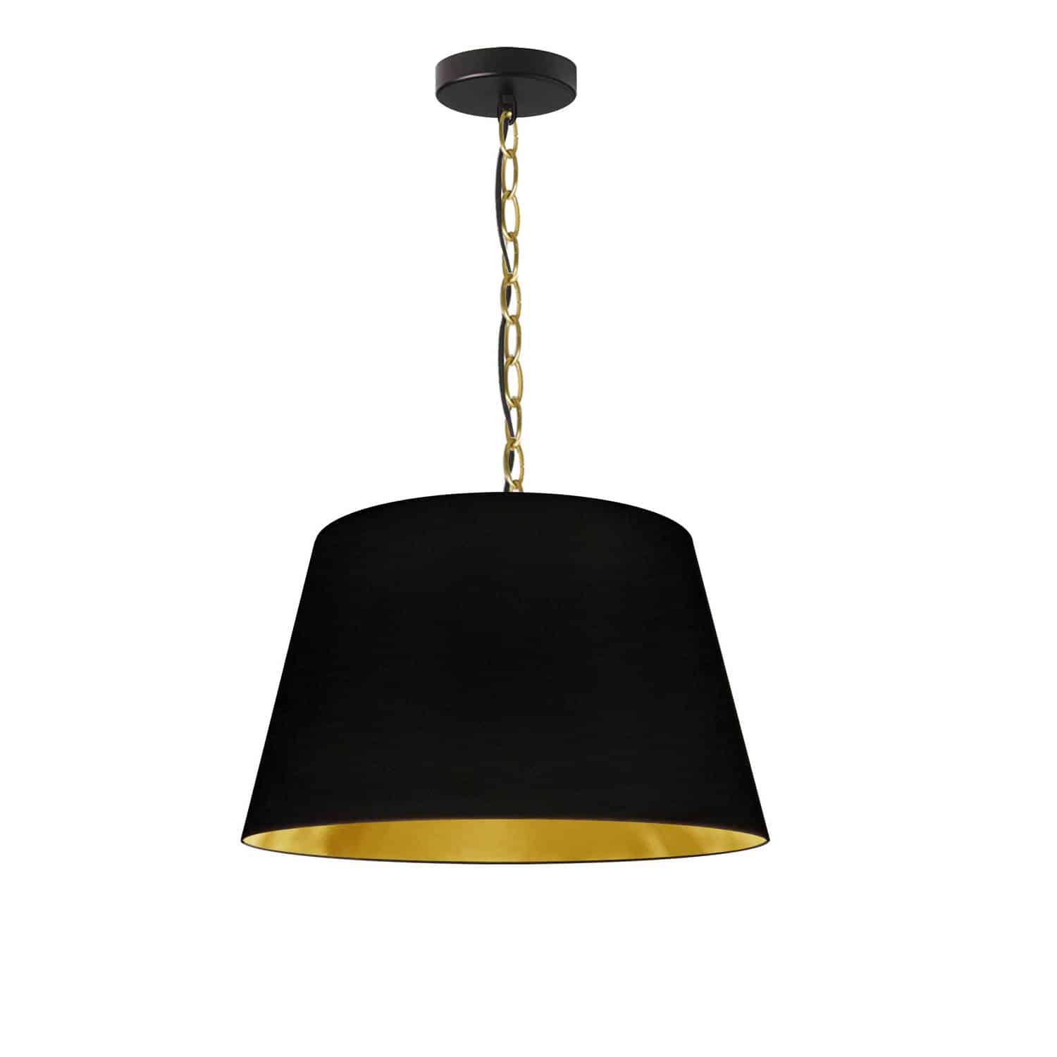 Dainolite Brynn - BRY-S-AGB-698 - 1 Light Brynn Small Pendant, Black/Gold Shade, Aged Brass - Black