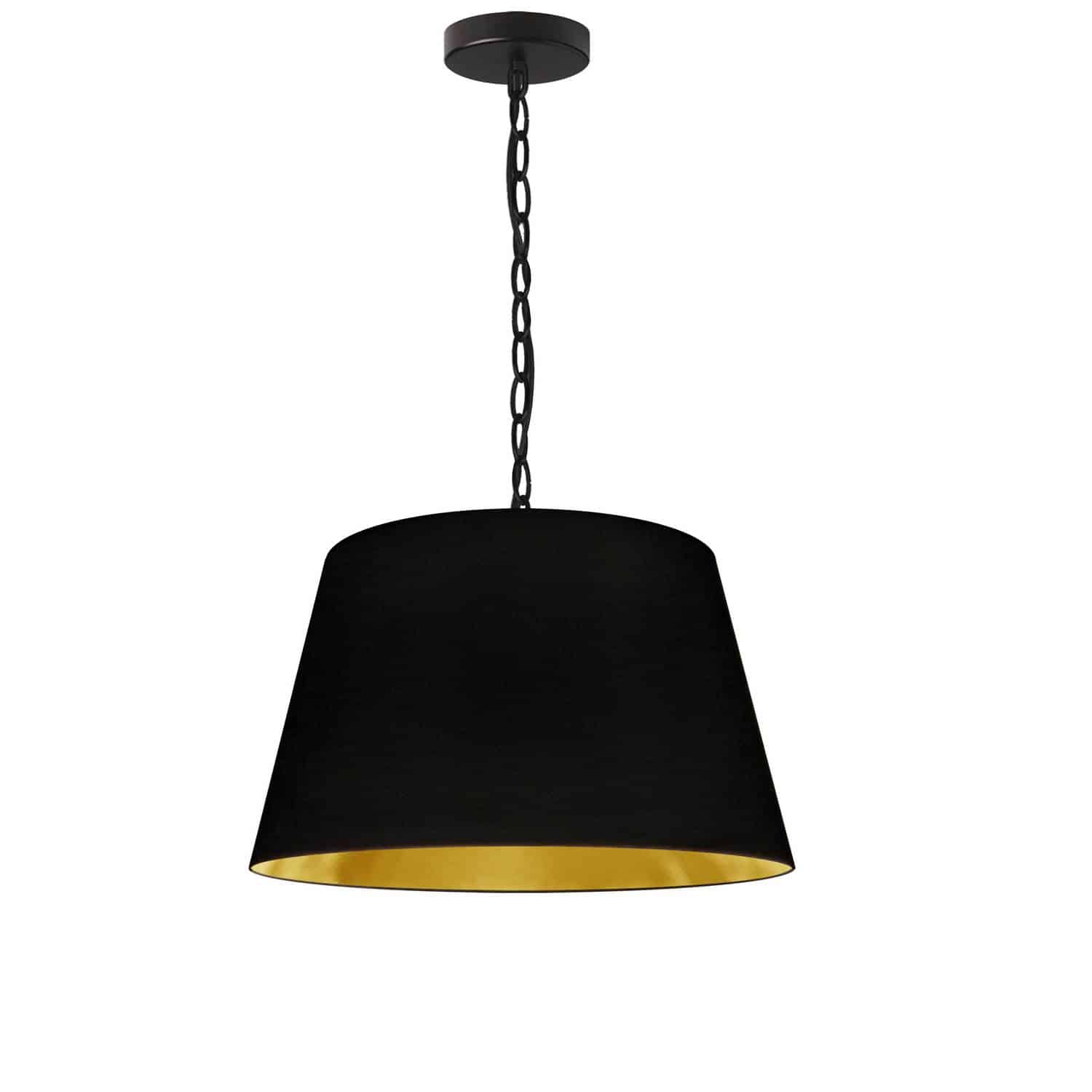 Dainolite Brynn - BRY-S-BK-698 - 1 Light Brynn Small Pendant, Black/Gold Shade, Black - Black