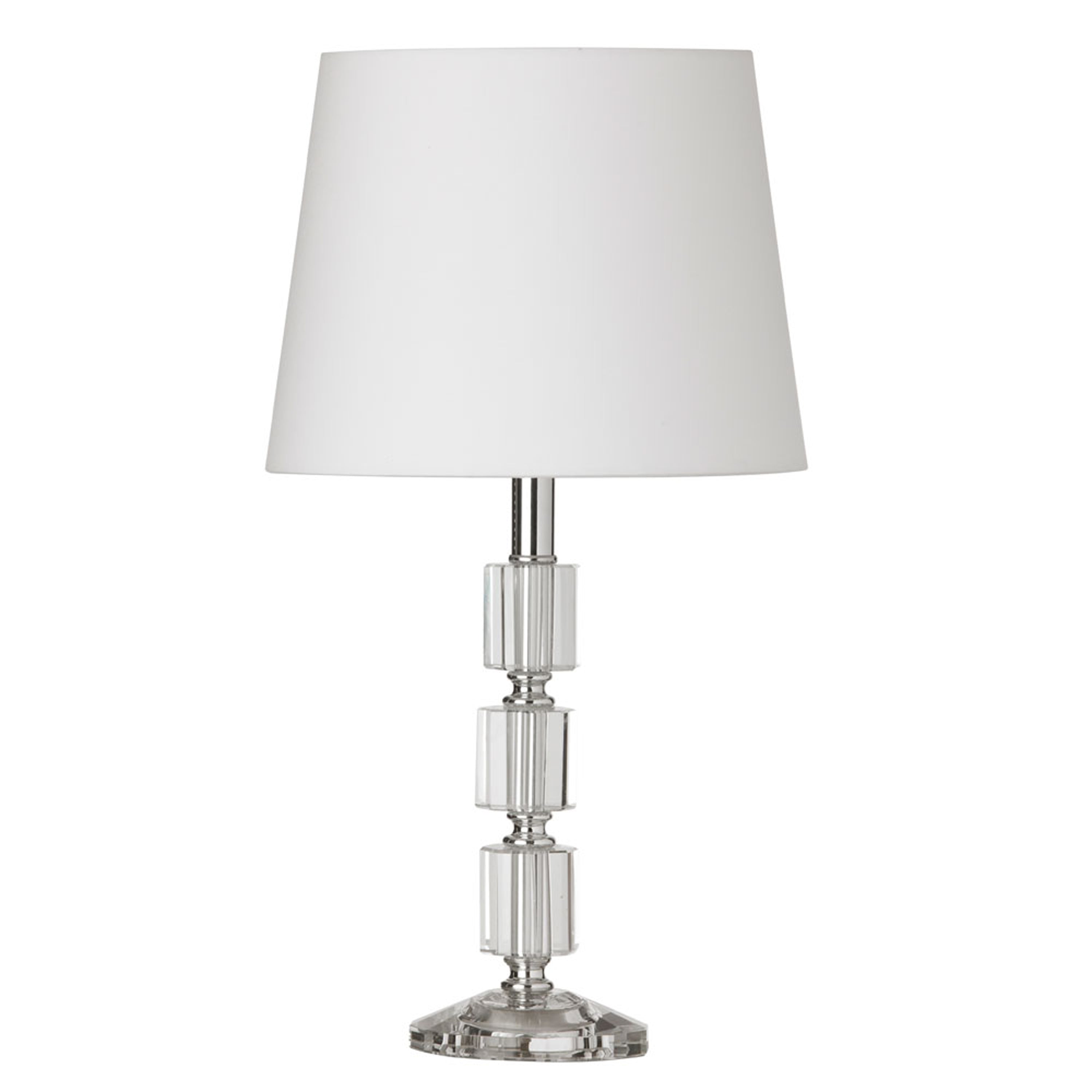 Dainolite Crystal - C11T-PC - 1 Light Crystal Table Lamp, Polished Chrome, White Shade - Polished Chrome