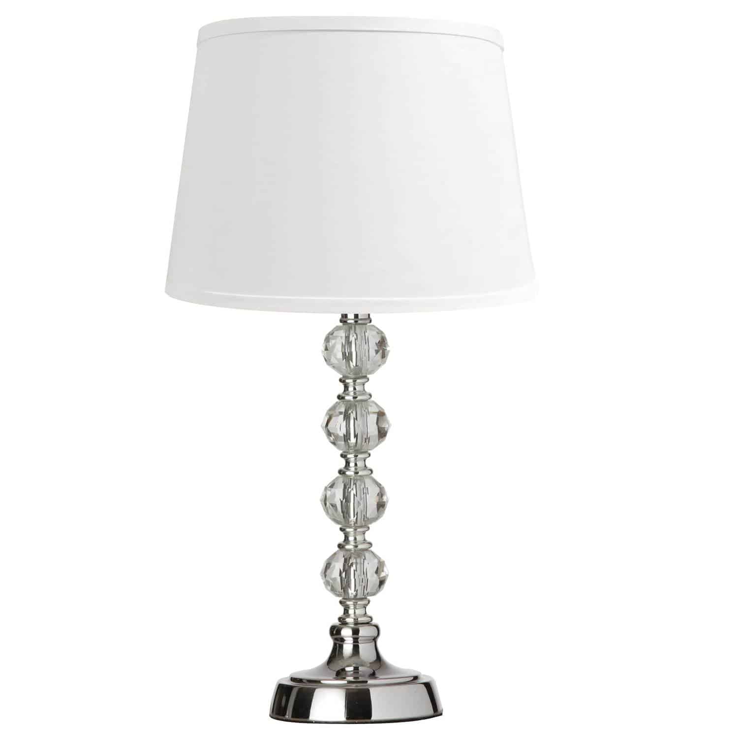 Dainolite Crystal - C13T-PC - 1 Light Crystal Table Lamp, Polished Chrome, White Shade - Polished Chrome