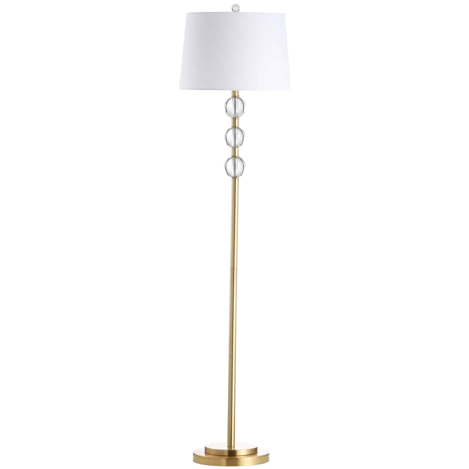 Dainolite Rose - C182F-AGB - 1 Light Crystal Floor Lamp, Aged Brass with White Shade - Aged Brass