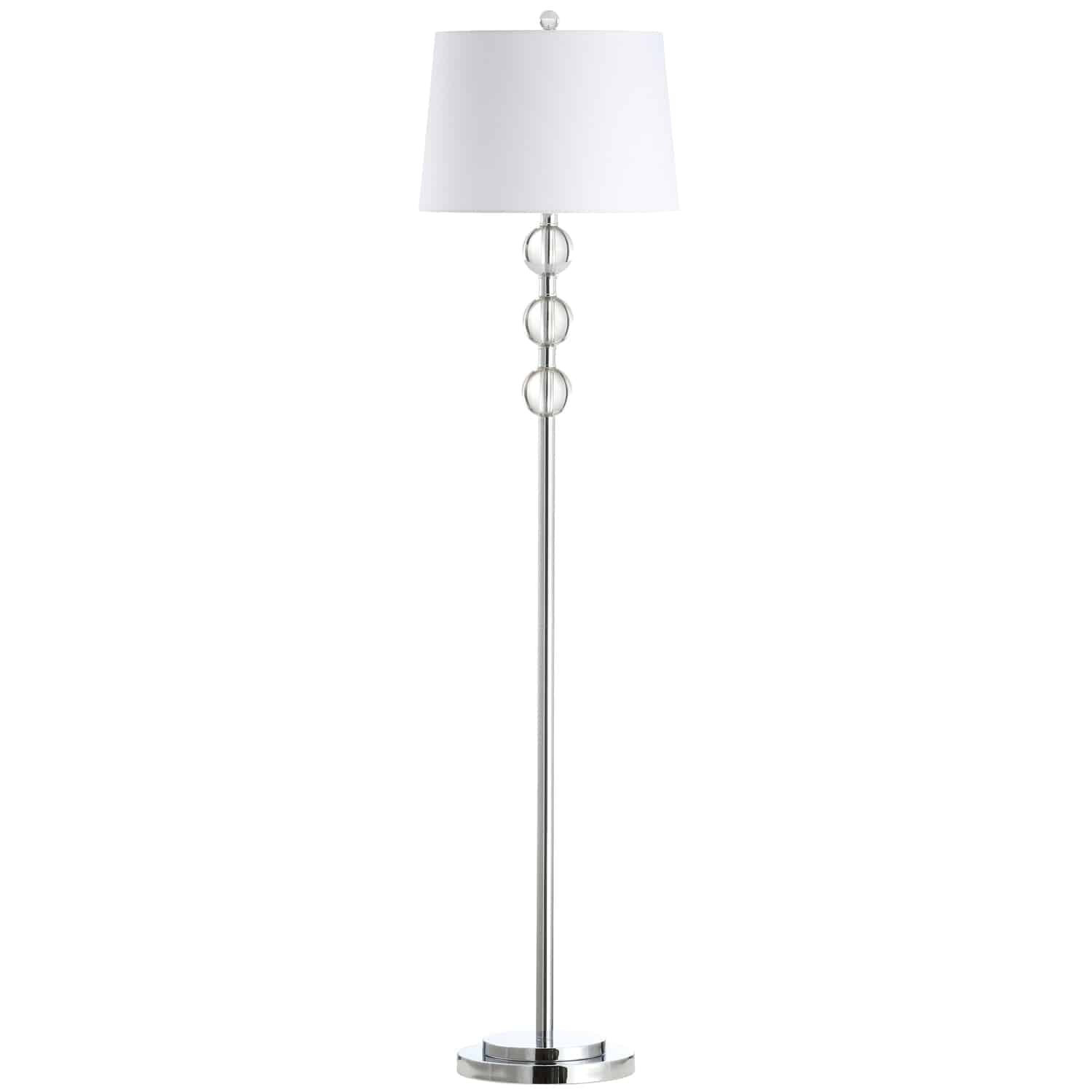 Dainolite Rose - C182F-PC - 1 Light Crystal Floor Lamp, Polished Chrome with White Shade - Polished Chrome