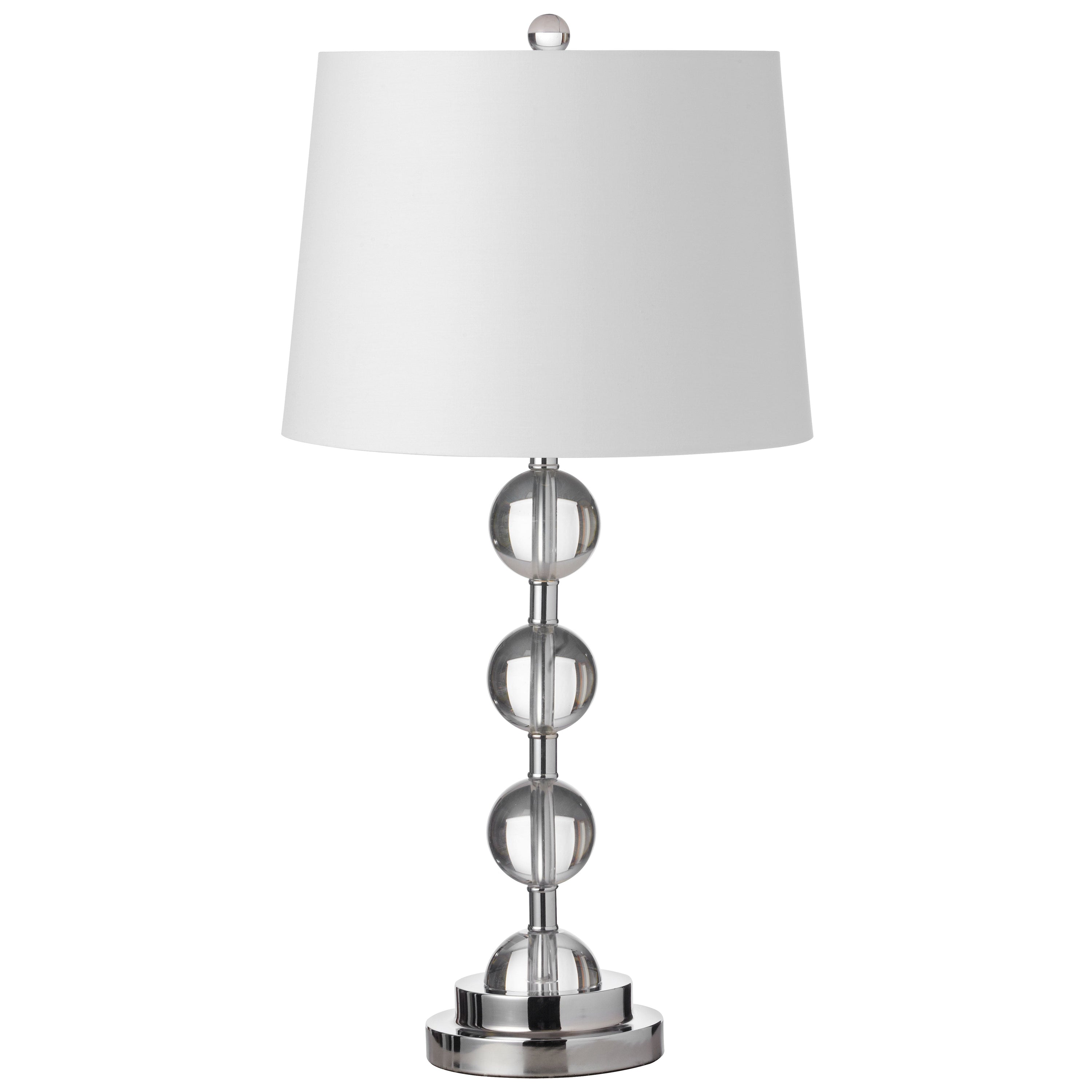 Dainolite Transitional - C182T-PC - 1 Light Crystal Table Lamp Polished Chrome Finish with White Shade - Polished Chrome