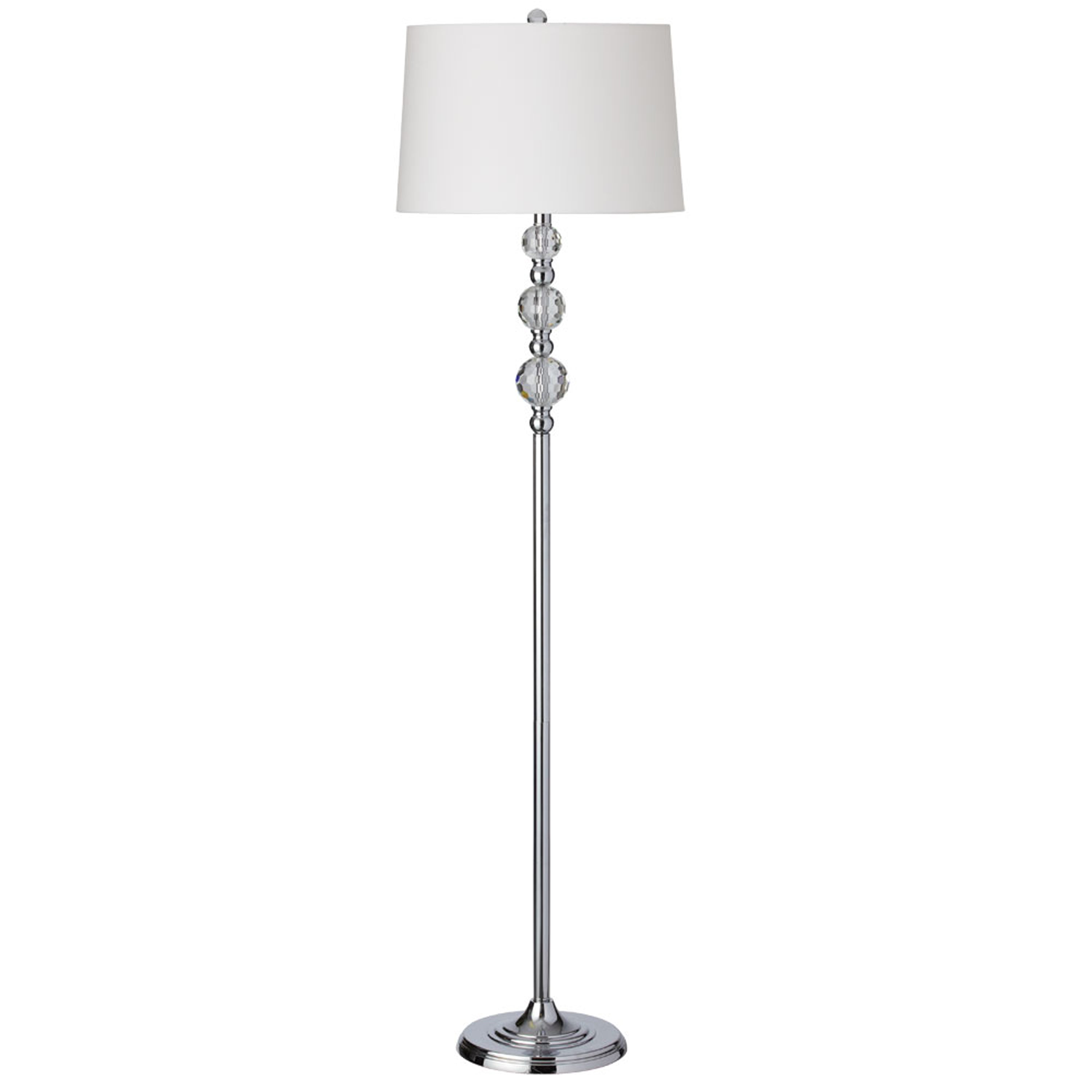 Dainolite Crystal - C33F-PC - 1 Light Crystal Floor Lamp, Polished Chrome, White Shade - Polished Chrome