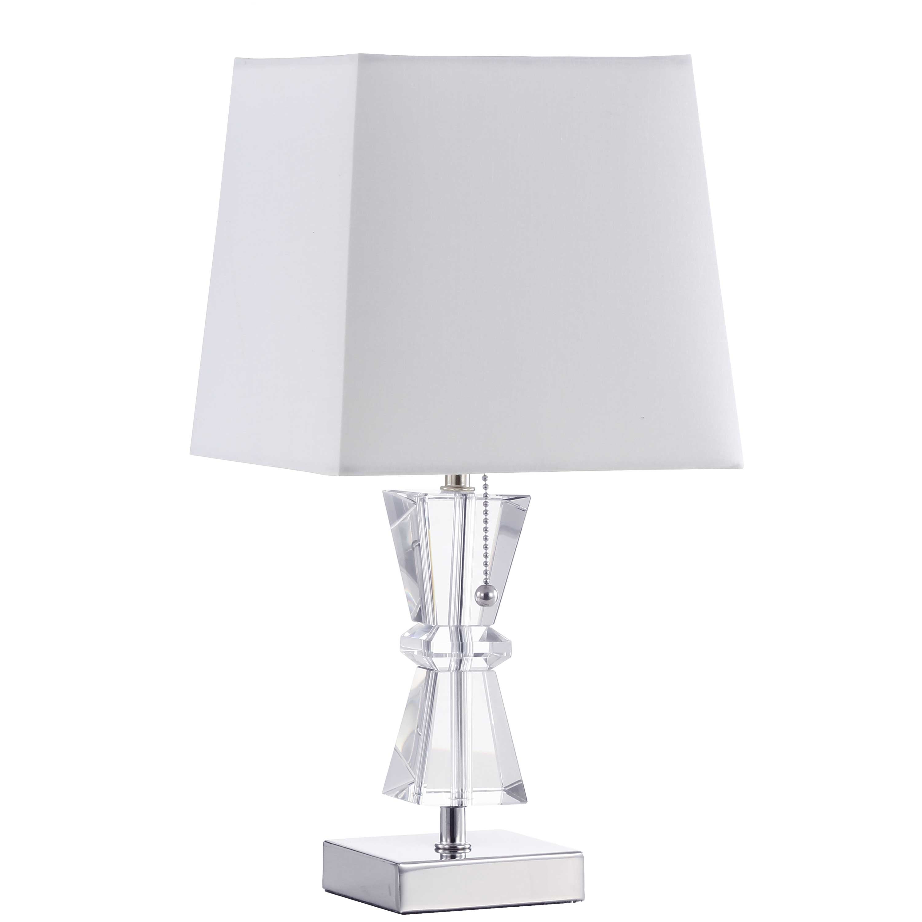 Dainolite Transitional - C97T-PC - 1 Light Crystal Table Lamp Polished Chrome Finish Rolled Edge Top and Bottom Virgin White Shade - Polished Chrome