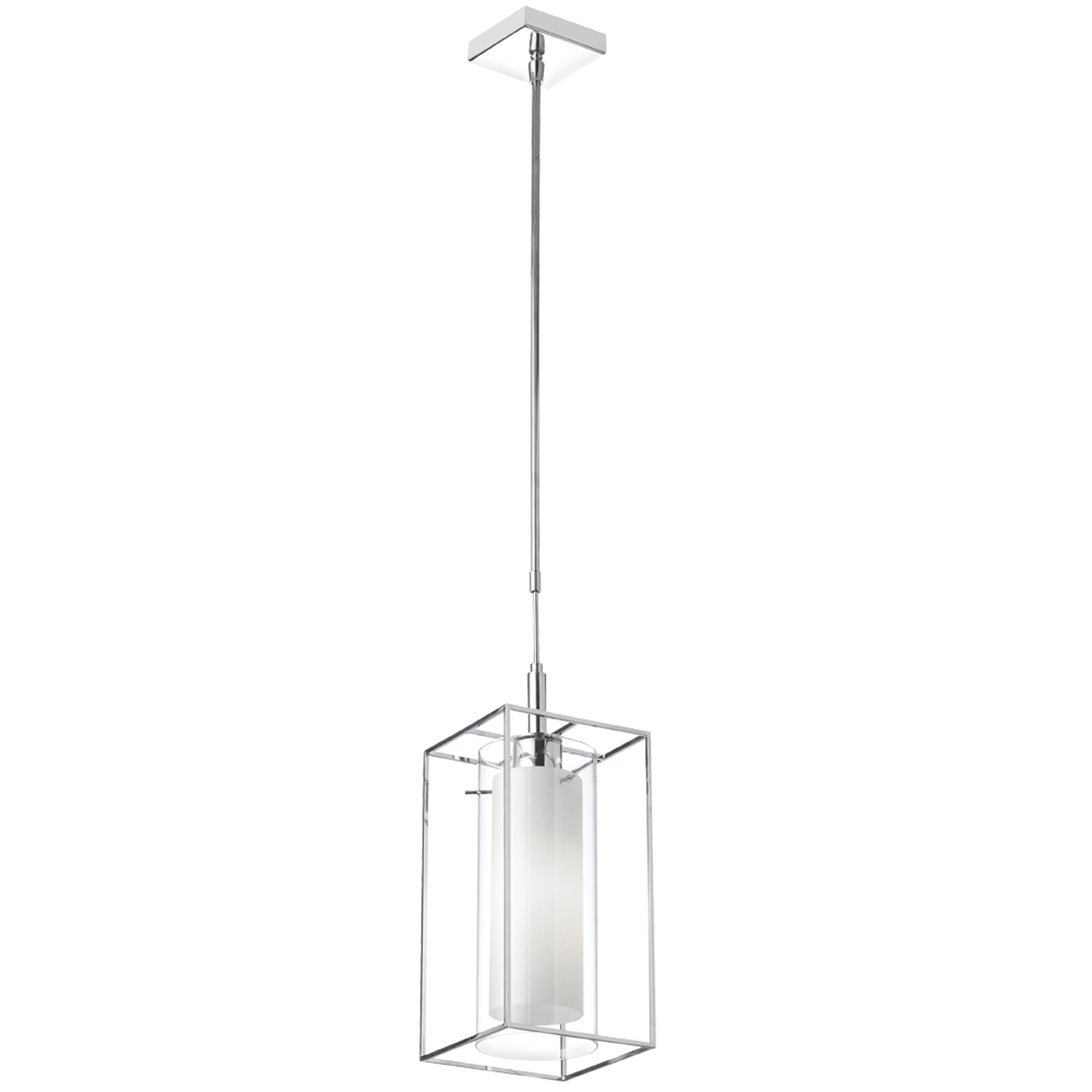 Dainolite Cubo - CBE-61P-PC - 1 Light Pendant, Frosted Glass Inside, Rectangular Metal Frame - Polished Chrome