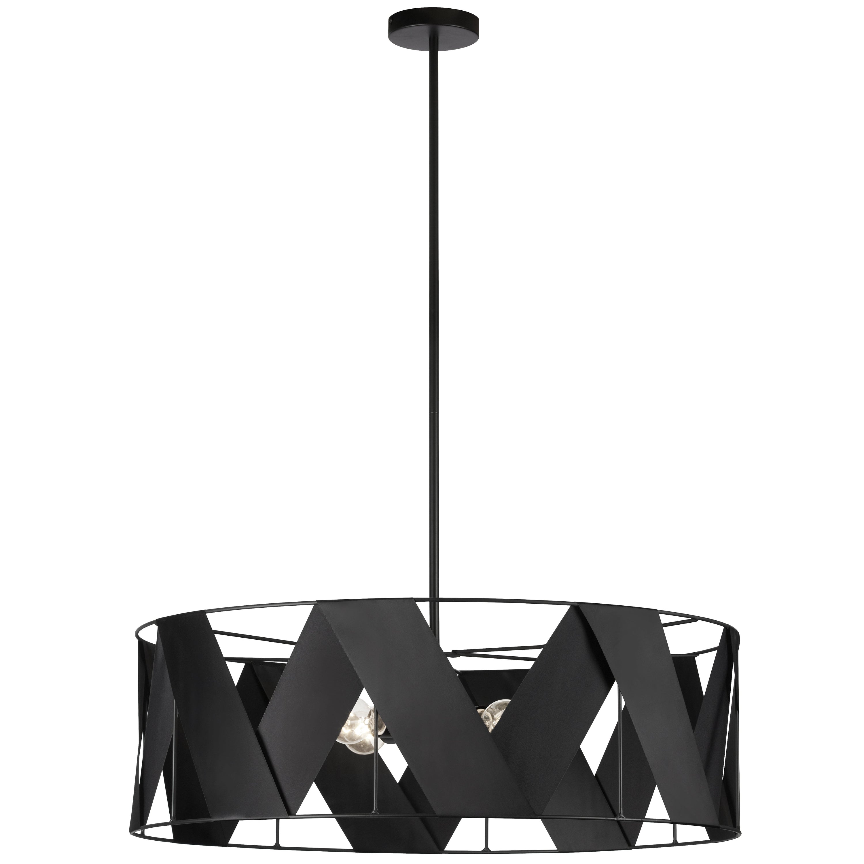 Dainolite Cardano - CDO1-304C-MB-BK - 4 Light Chandelier Fixture, Matte Black with Black Ribbon - Black