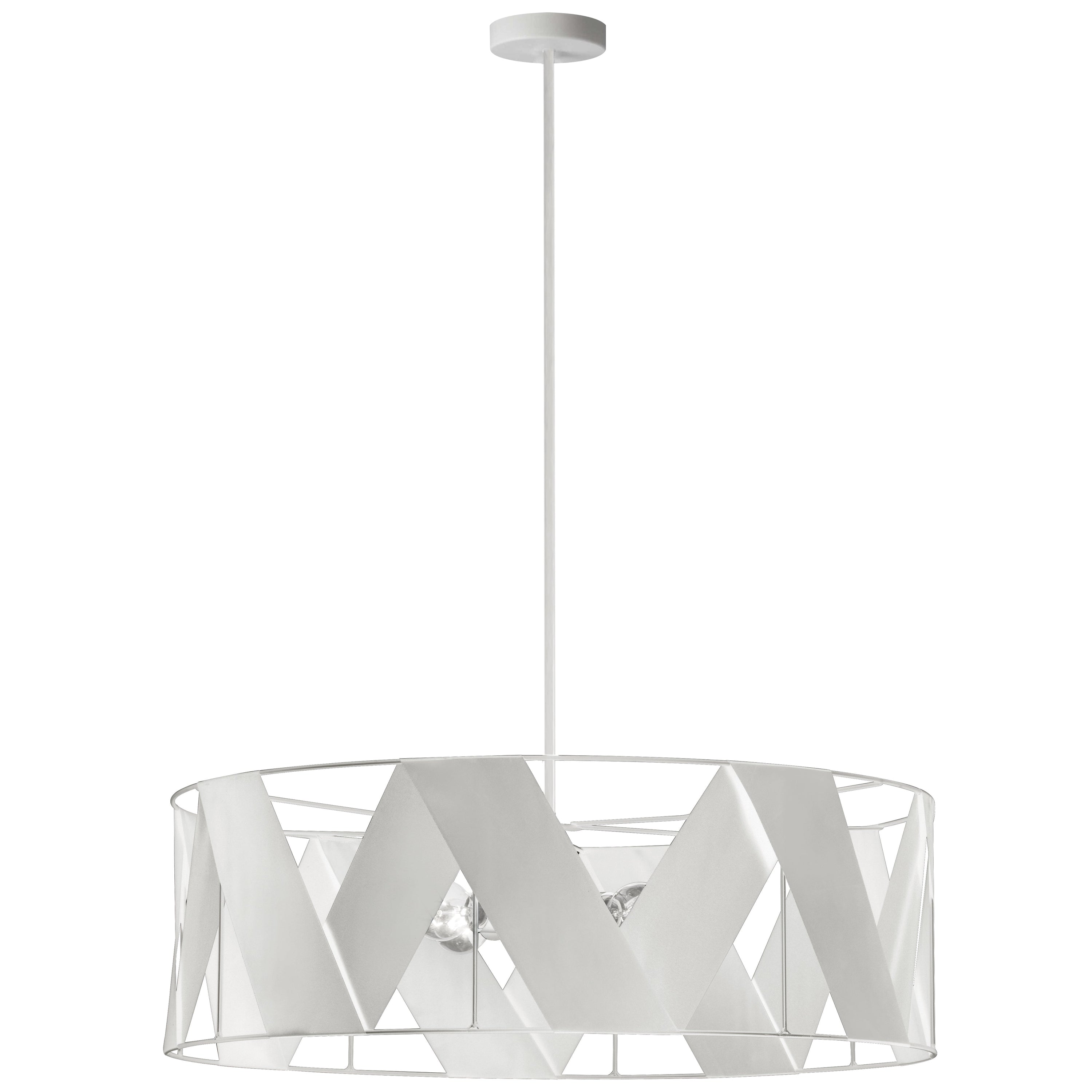 Dainolite Cardano - CDO1-304C-MW-WH - 4 Light Chandelier Fixture, Matte White with White Ribbon - White