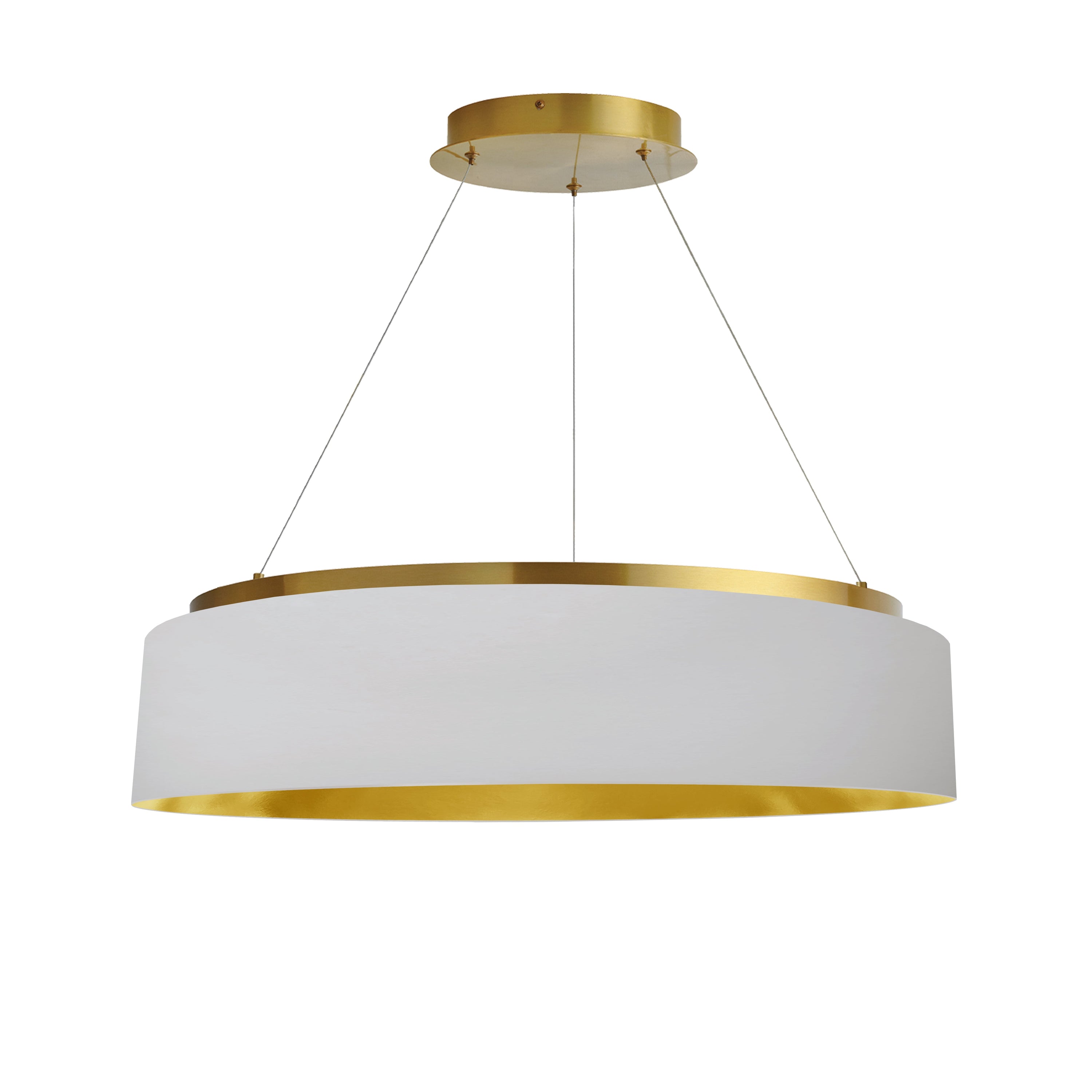 Dainolite Circulo - CIR-2634C-AGB-692 - 34W Chandelier Fixture, Aged Brass w/ White Shade - White