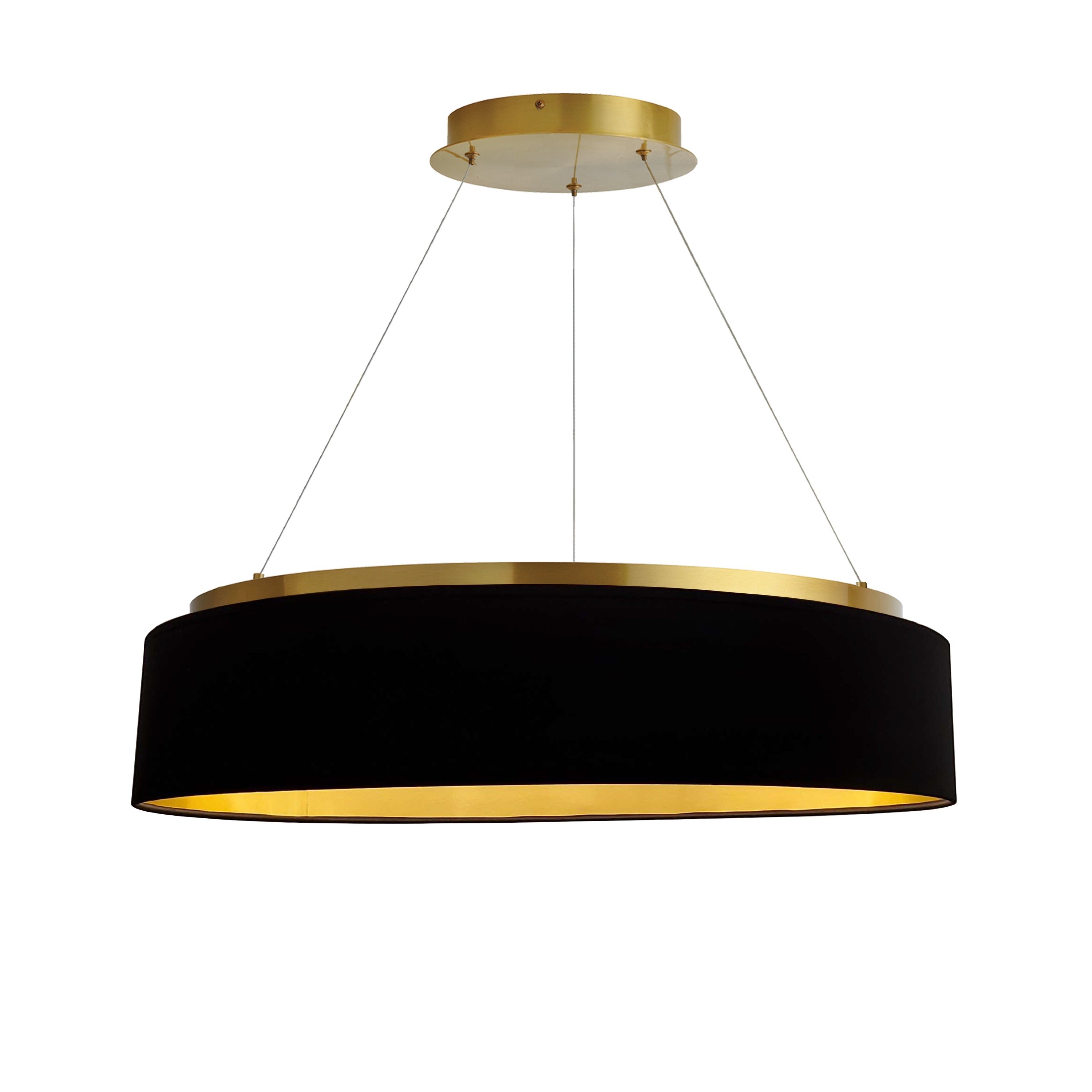 Dainolite Circulo - CIR-2634C-AGB-698 - 34W Chandelier Fixture, Aged Brass w/ Black Shade - Black