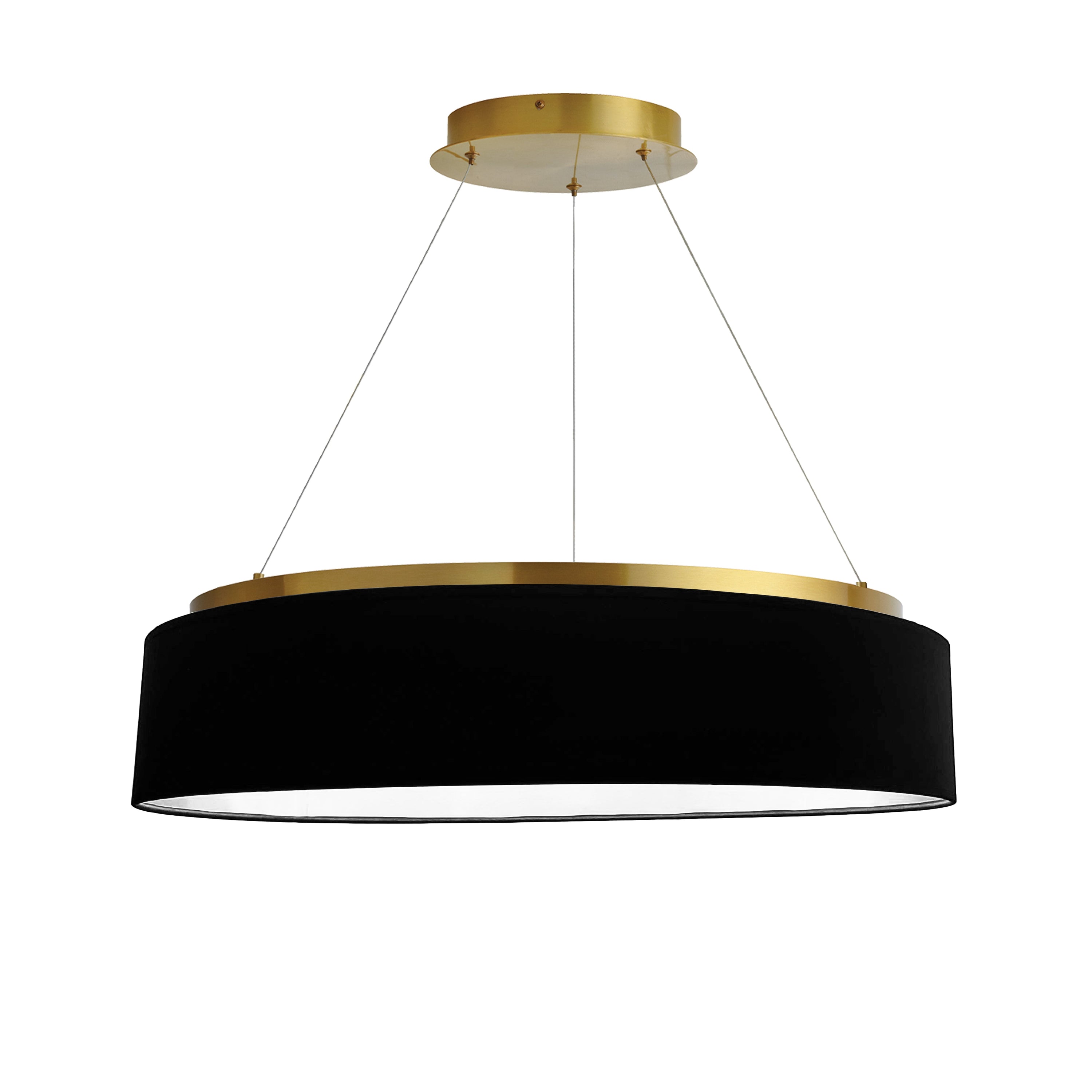 Dainolite Circulo - CIR-2634C-AGB-797 - 34W Chandelier Fixture, Aged Brass w/ Black Shade - Black