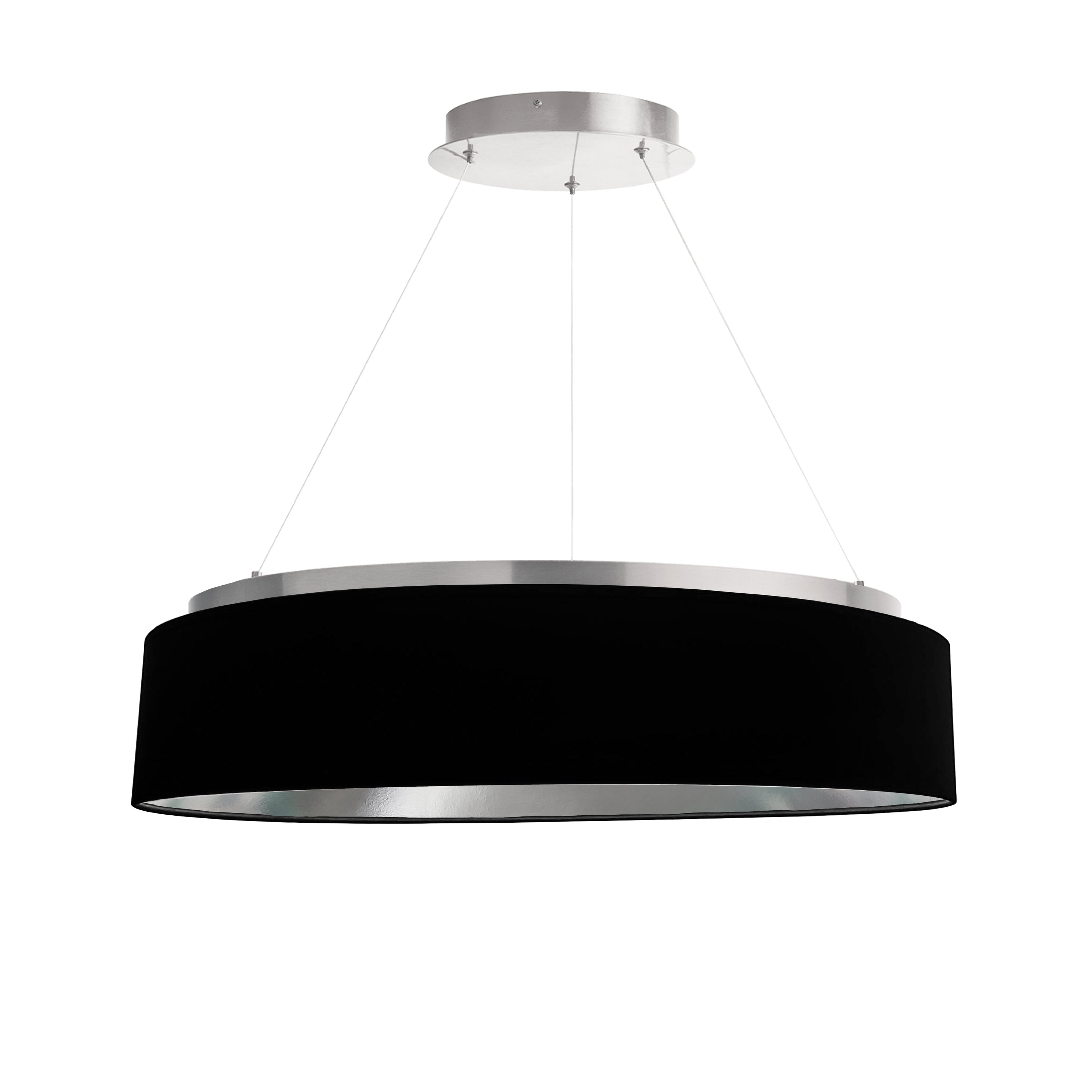 Dainolite Circulo - CIR-2634C-SV-697 - 34W Chandelier Fixture, Silver w/ Black Shade - Black