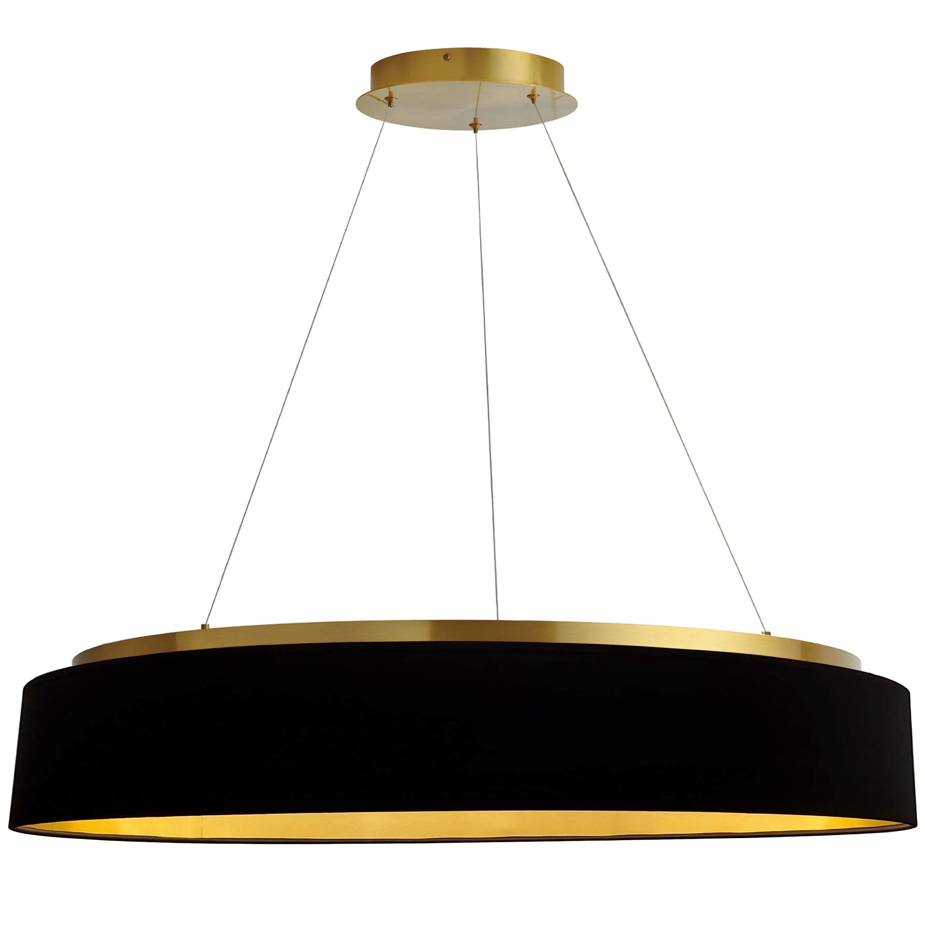 Dainolite Circulo - CIR-3463C-AGB-698 - 63W Chandelier Fixture, Aged Brass w/ Black Shade - Black