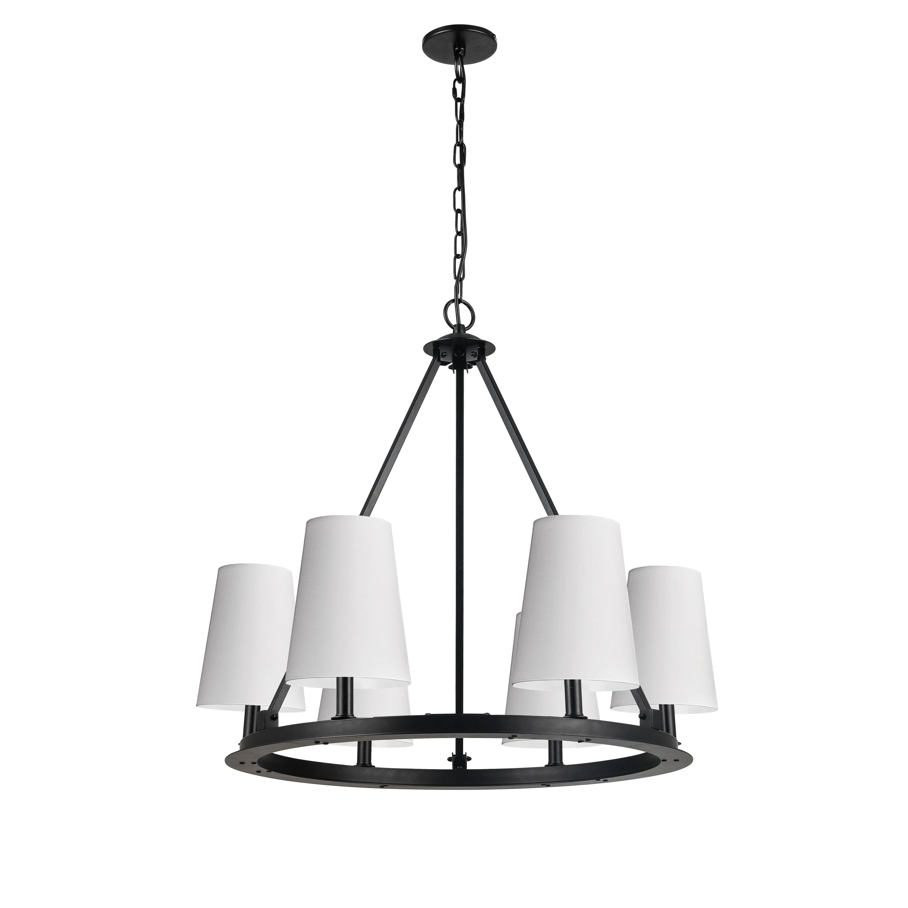 Dainolite Colby - CLB-306C-MB-790 - 6 Light Chandelier Fixture Matte Black with White Shades - Matte Black