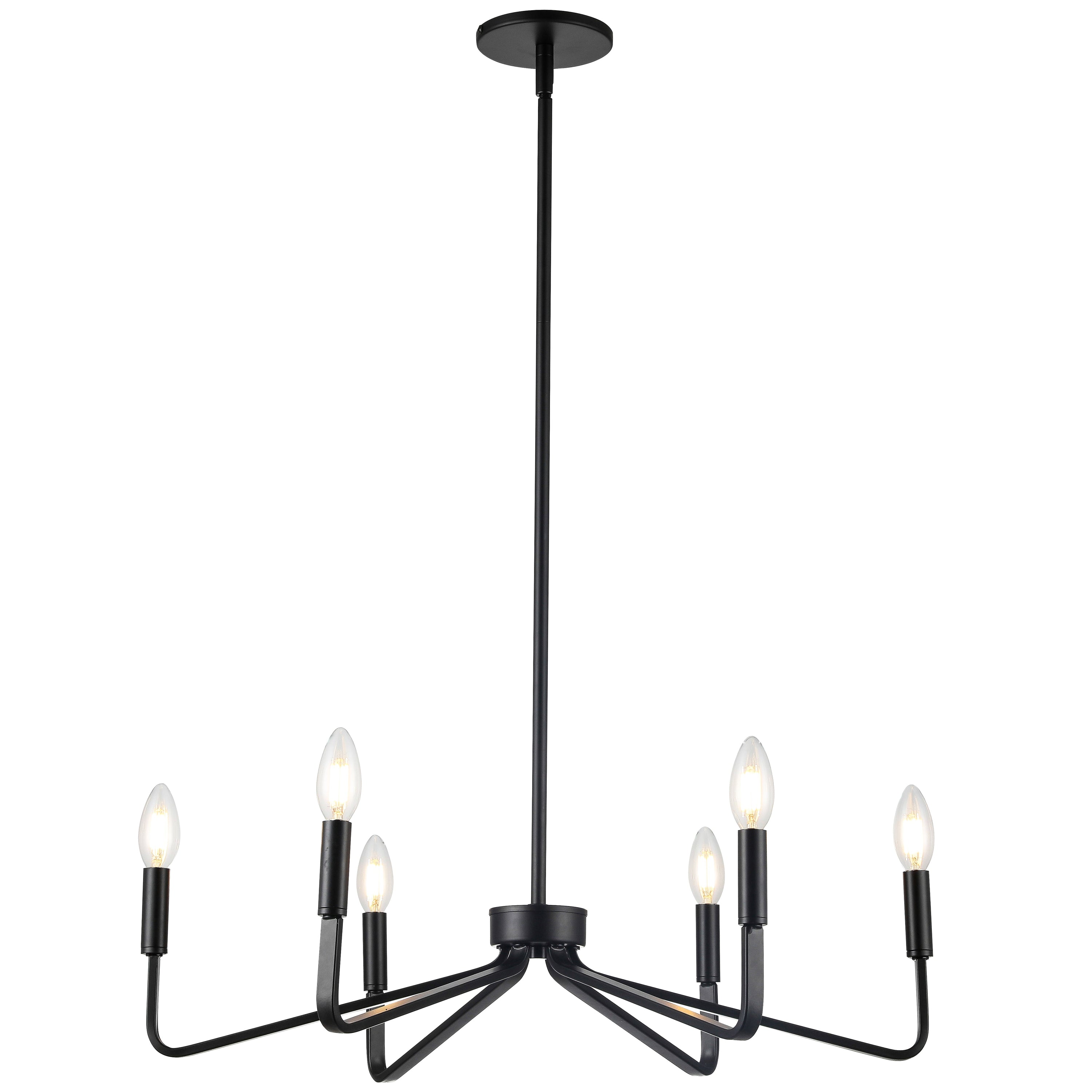 Dainolite Clayton - CLN-266C-MB - 6 Light Chandelier Fixture, Matte Black - Black