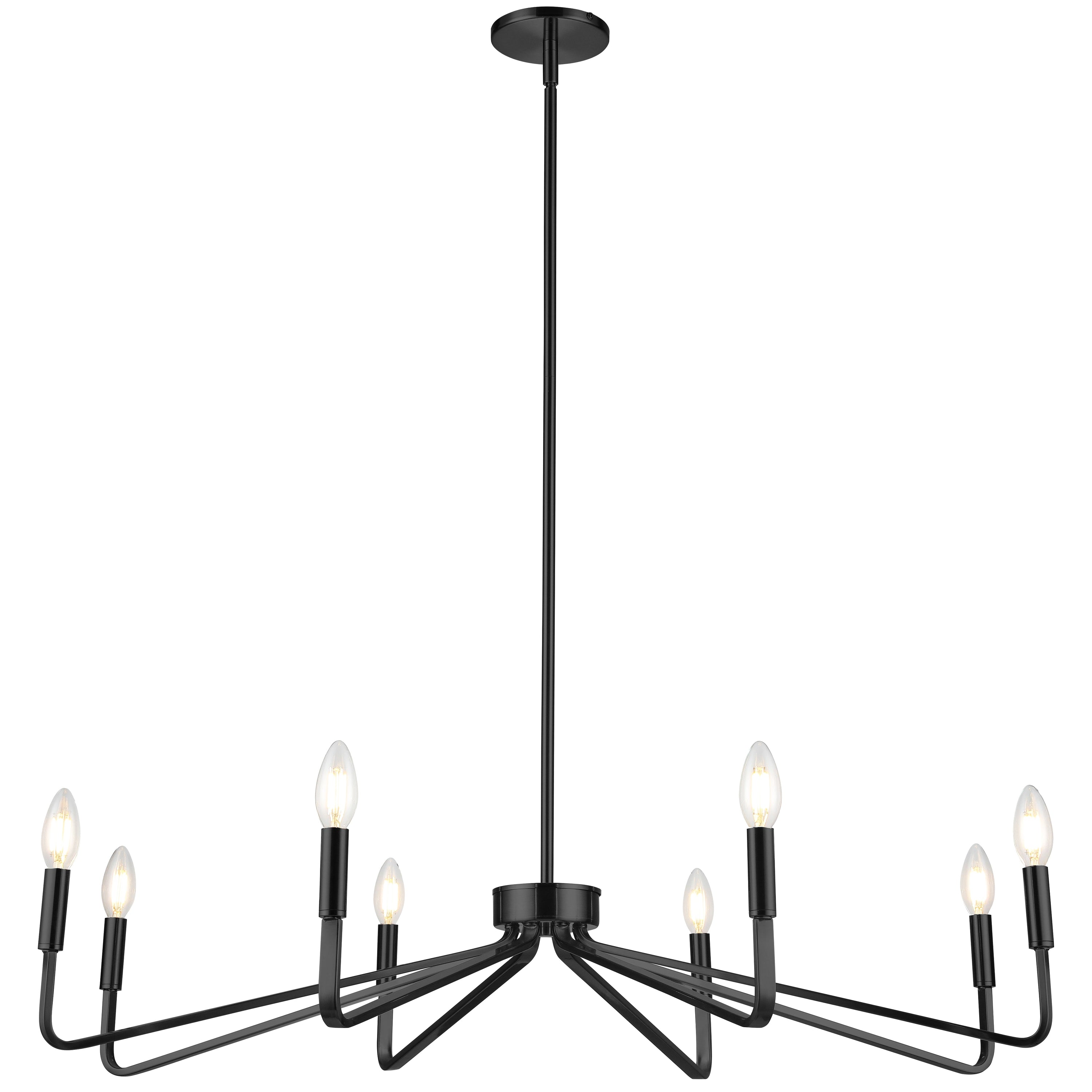 Dainolite Clayton - CLN-388C-MB - 8 Light Chandelier Fixture, Matte Black - Black