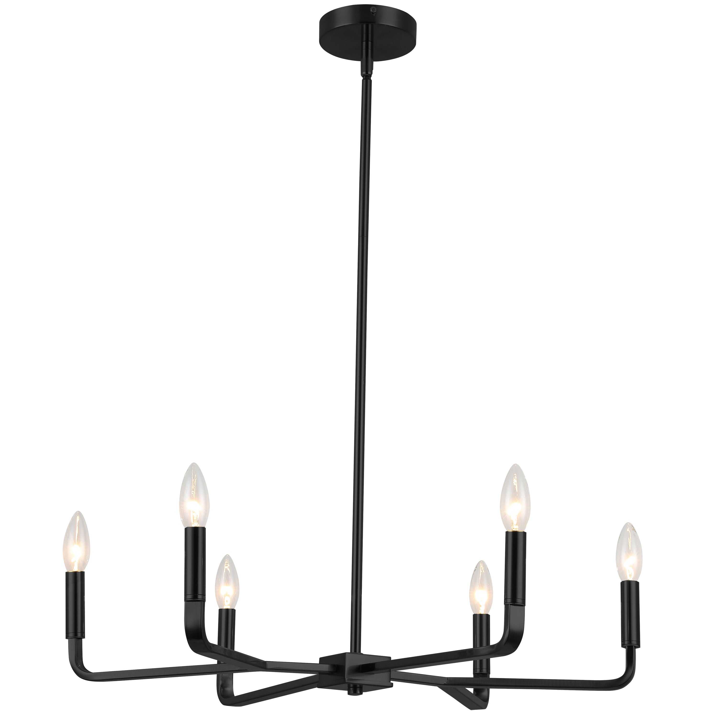 Dainolite Colette - CLT-246-MB - 6 Light Chandelier Fixture, Matte Black - Matte Black