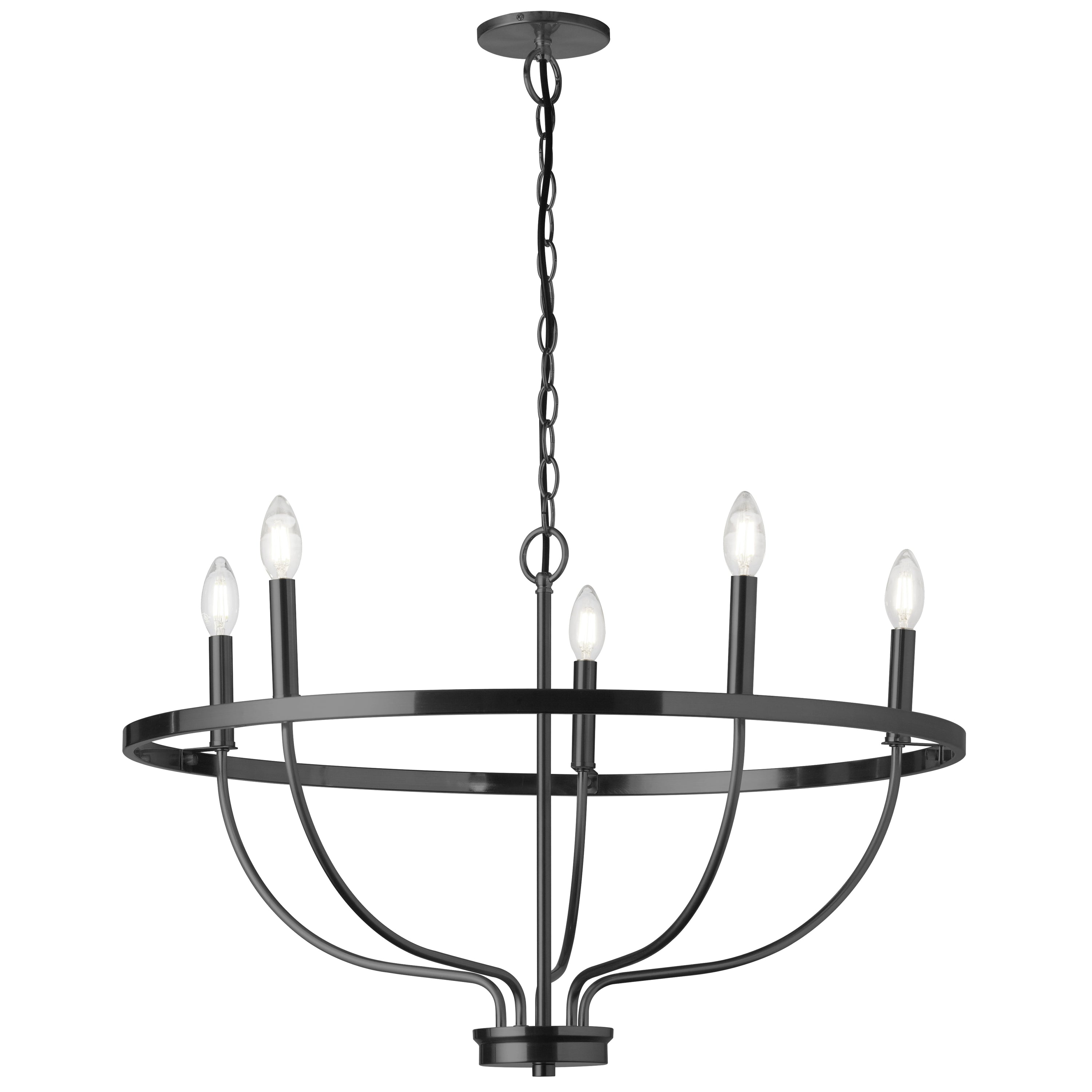 Dainolite Cesar - CSR-295C-MB - 5 Light Matte Black Chandelier Fixture - Black