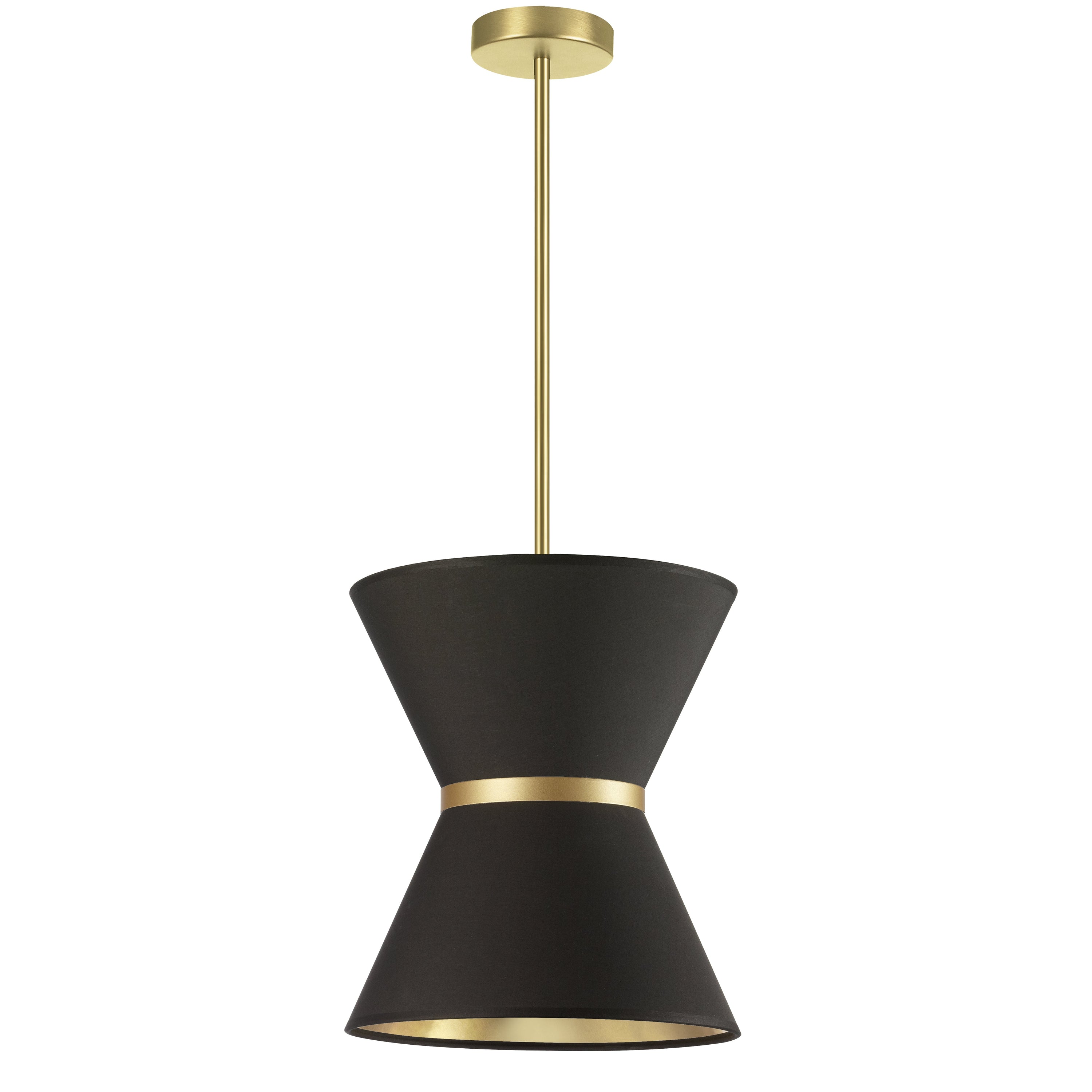 Dainolite Caterine - CTN-121P-AGB-698 - 1 Light Pendant, Aged Brass with Gold Ring Black / Gold Shade - Black