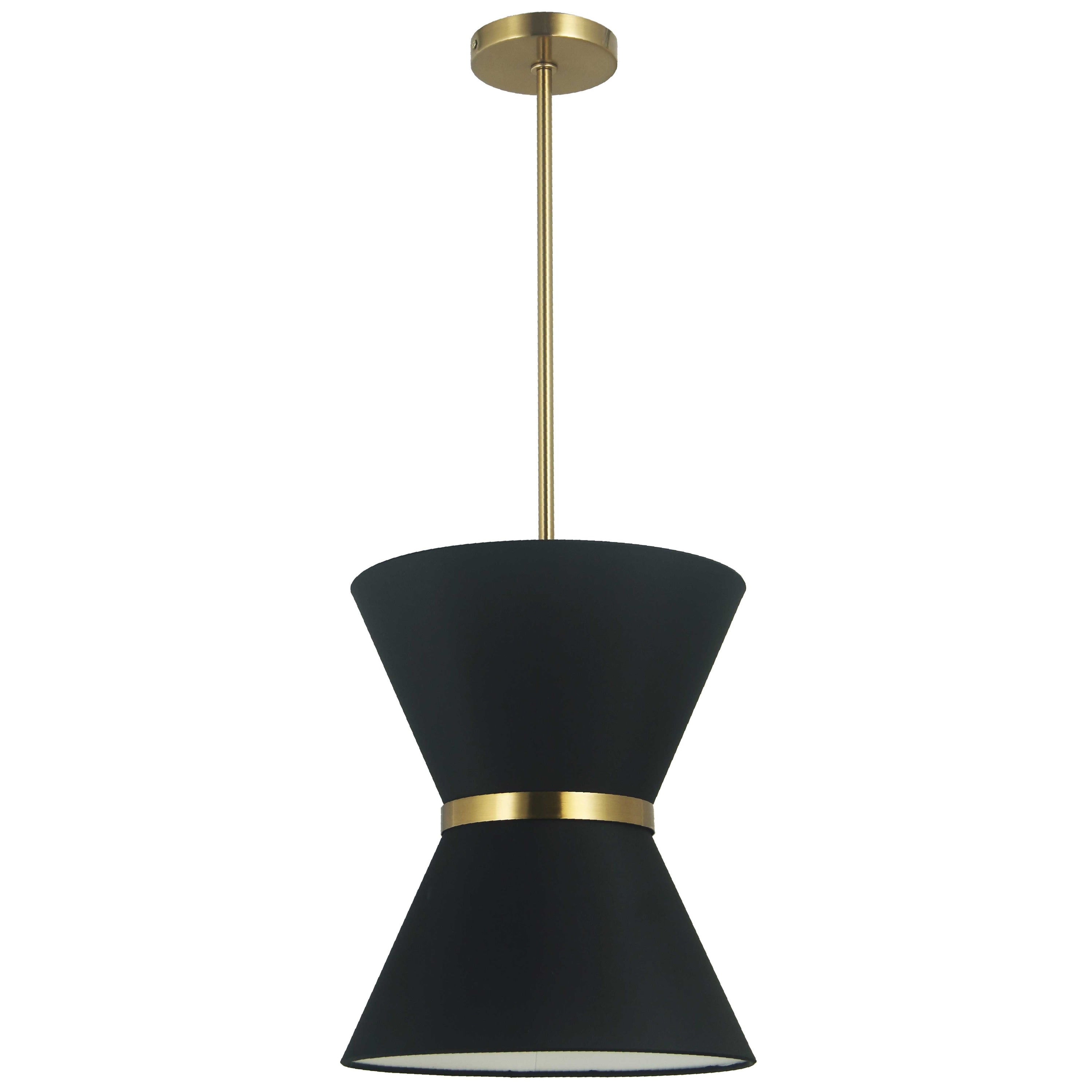 Dainolite Caterine - CTN-121P-AGB-797 - 1 Light Pendant, Aged Brass with Gold Ring Black Shade - Black