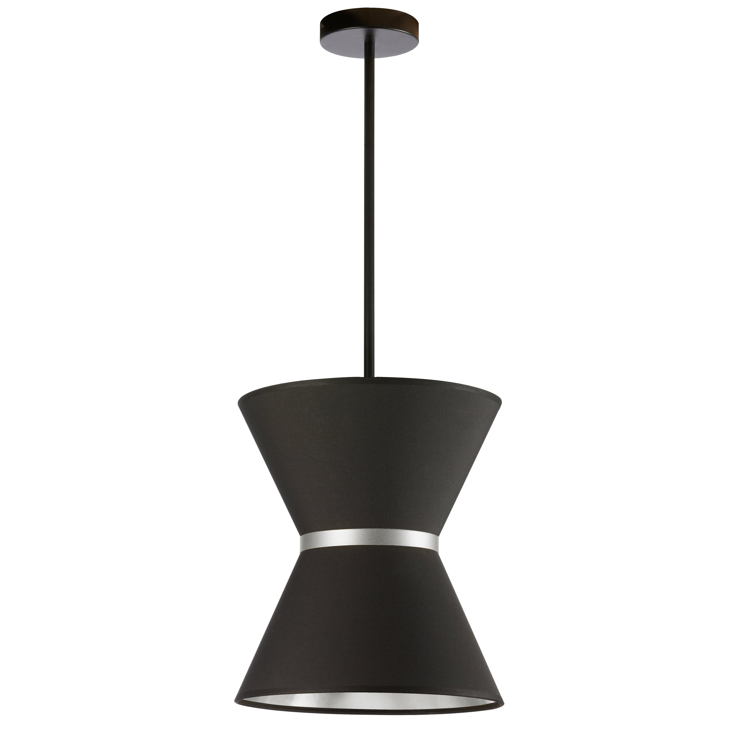 Dainolite Caterine - CTN-121P-MB-697 - 1 Light Pendant, Matte Black with Silver Ring Black / Silver Shade - Black